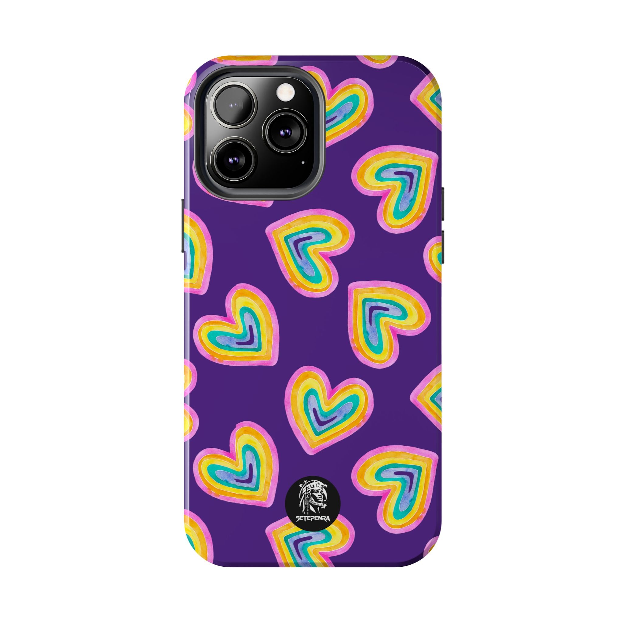 Rainbow Heart Tough Phone Case (For iPhone, Galaxy & More) - Purple