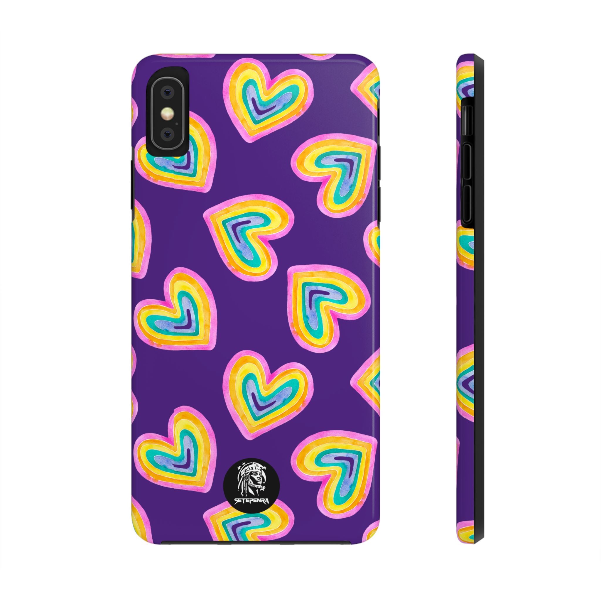 Rainbow Heart Tough Phone Case (For iPhone, Galaxy & More) - Purple SETEPENRA Phone Case.