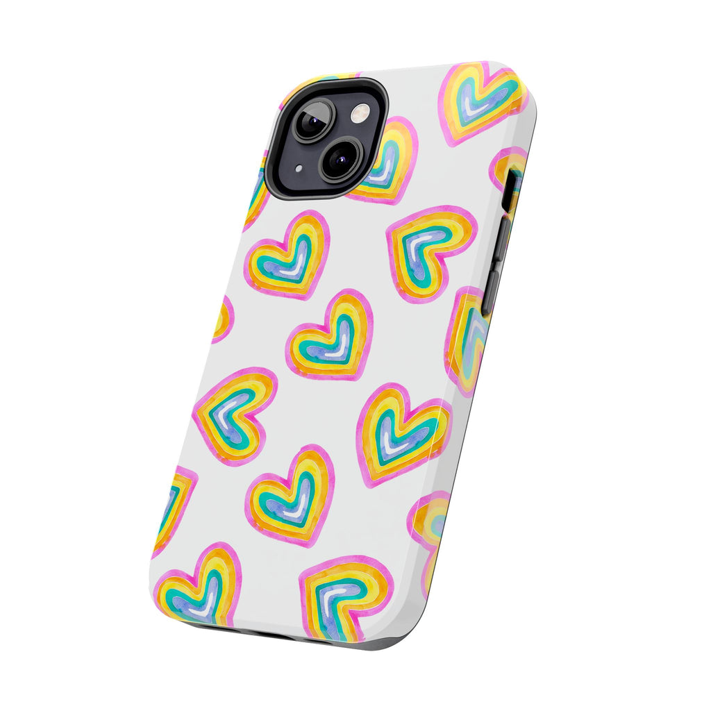 Rainbow Heart Tough Phone Case — Durable Cute Protective Phone Cover