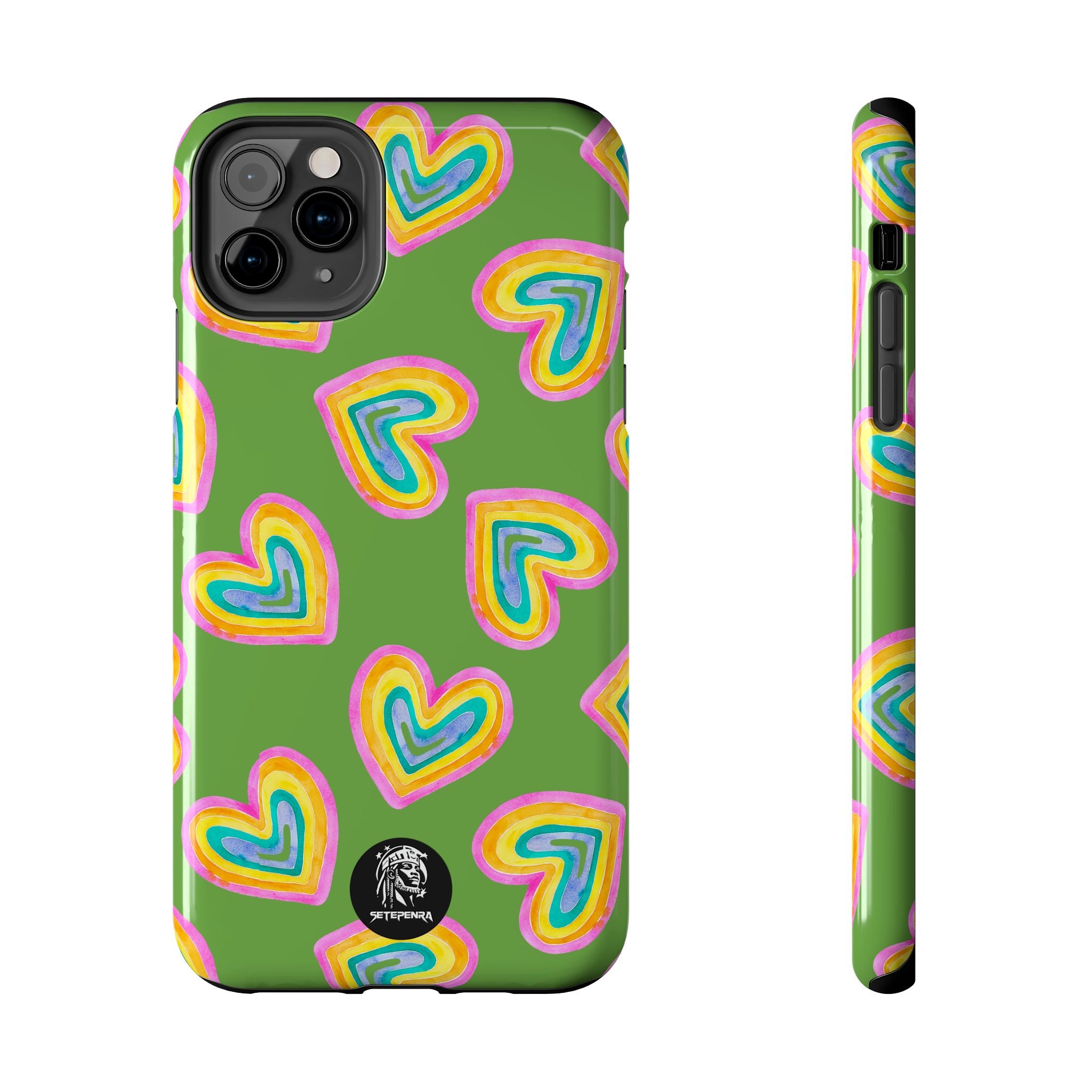 Rainbow Heart Tough Phone Case (For iPhone, Galaxy & More) - Green