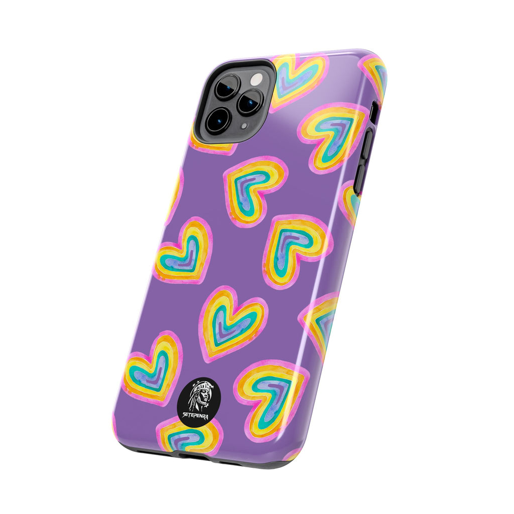 Rainbow Heart Tough Phone Case (For iPhone, Galaxy & More) - Light Purple