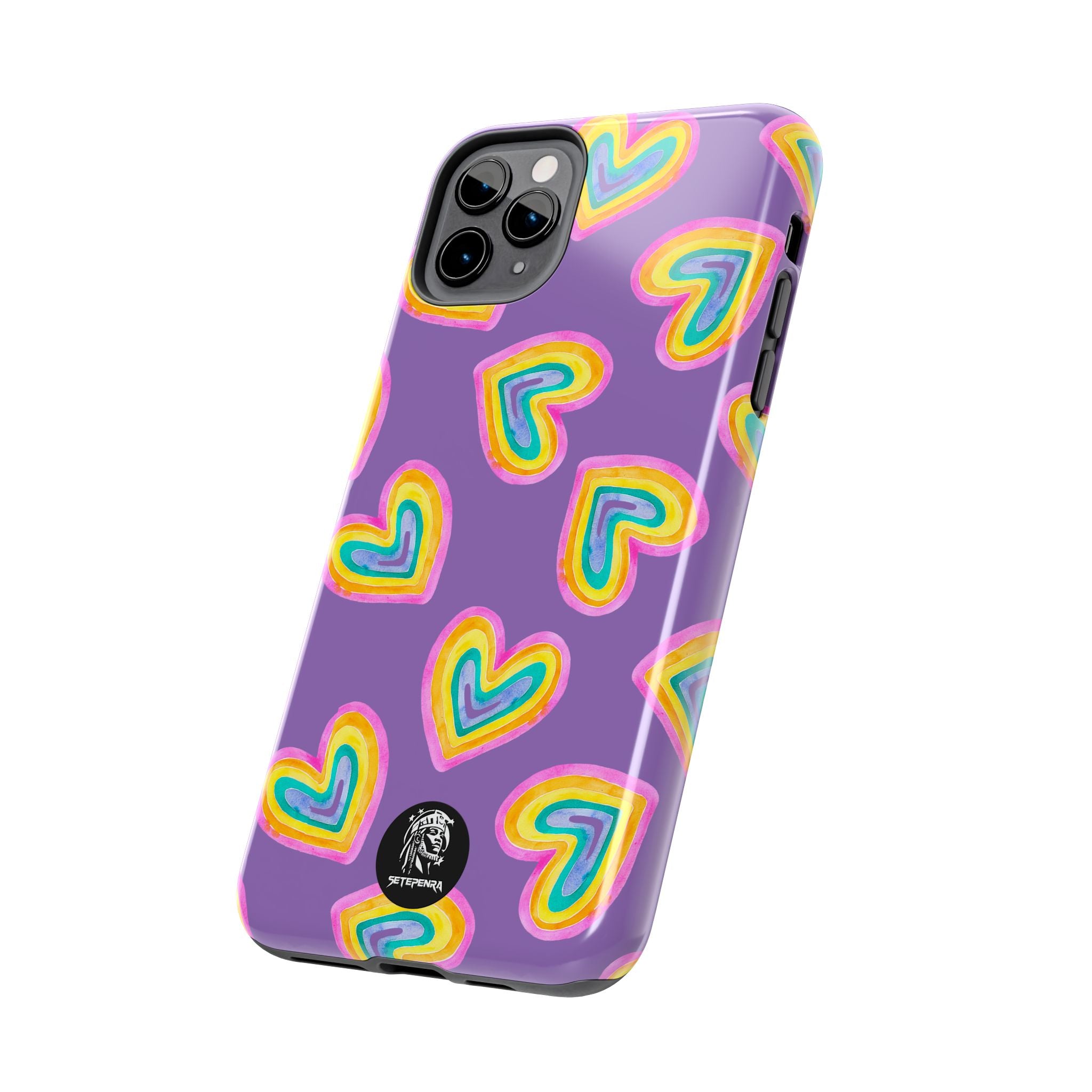 Rainbow Heart Tough Phone Case (For iPhone, Galaxy & More) - Light Purple
