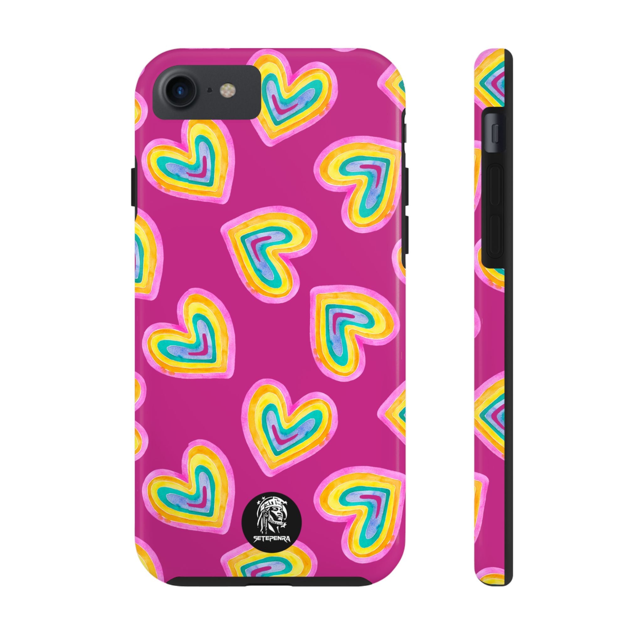 Rainbow Heart Tough Phone Case (For iPhone, Galaxy & More) - Pink SETEPENRA Phone Case.