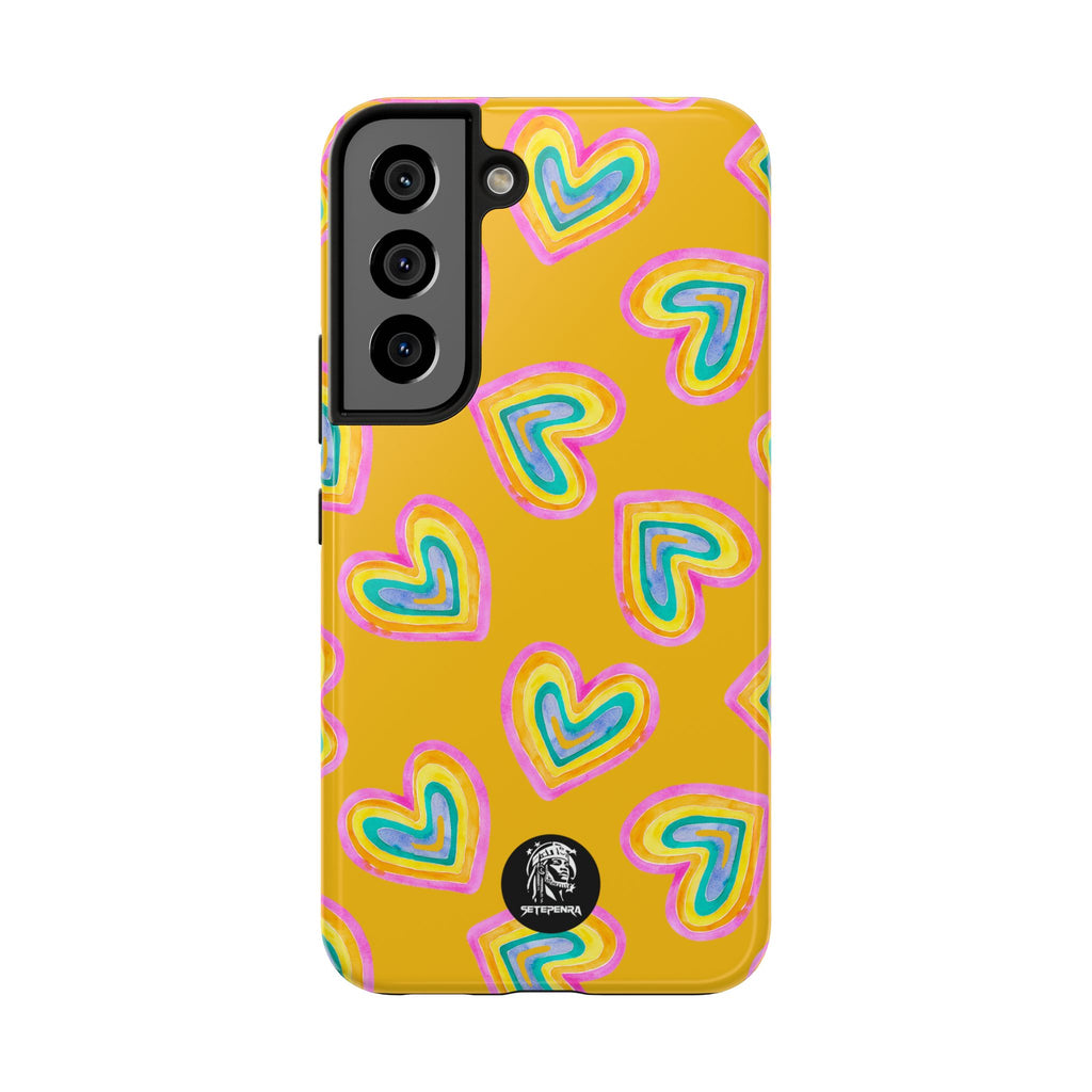 Rainbow Heart Tough Phone Case (For iPhone, Galaxy & More) - Yellow