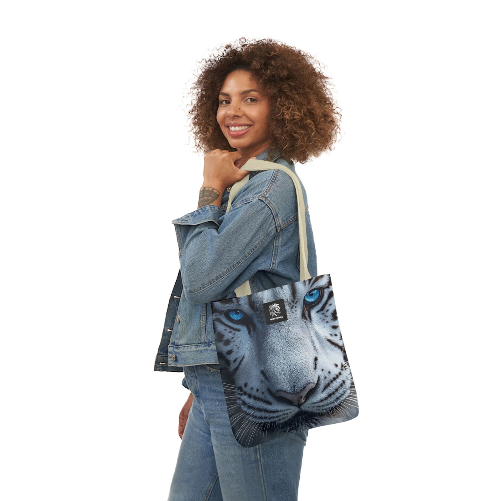 Primal Power Canvas Tote Bag, 5-Color Straps - White Tiger (1st Edition) SETEPENRA Accessories.