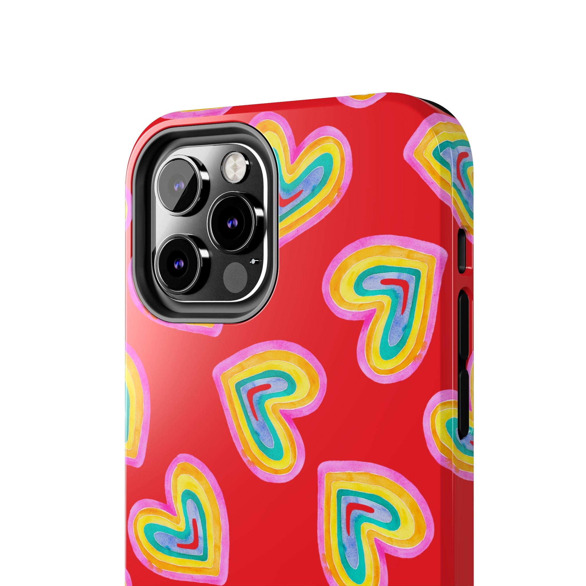 Rainbow Heart Tough Phone Case (For iPhone, Galaxy & More) - Red
