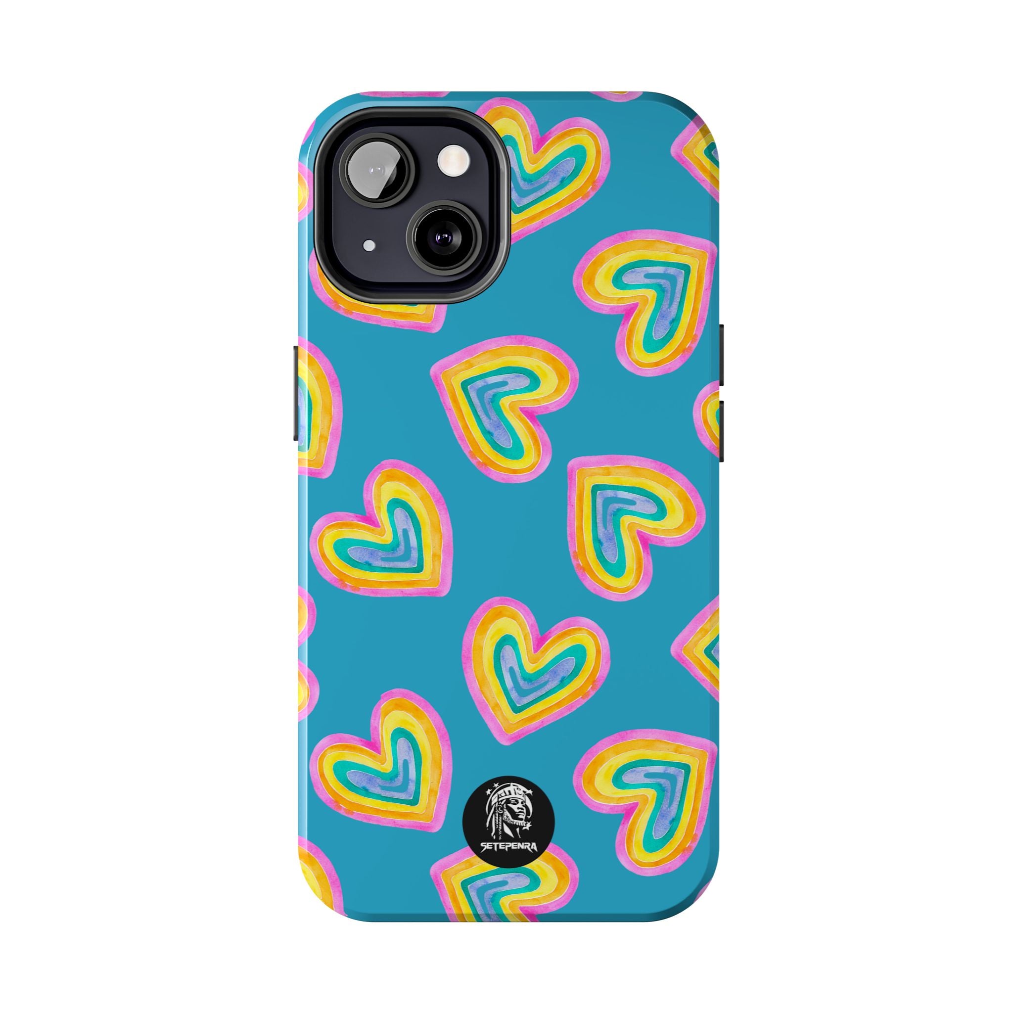 Rainbow Heart Tough Phone Case (For iPhone, Galaxy & More) - Turquoise