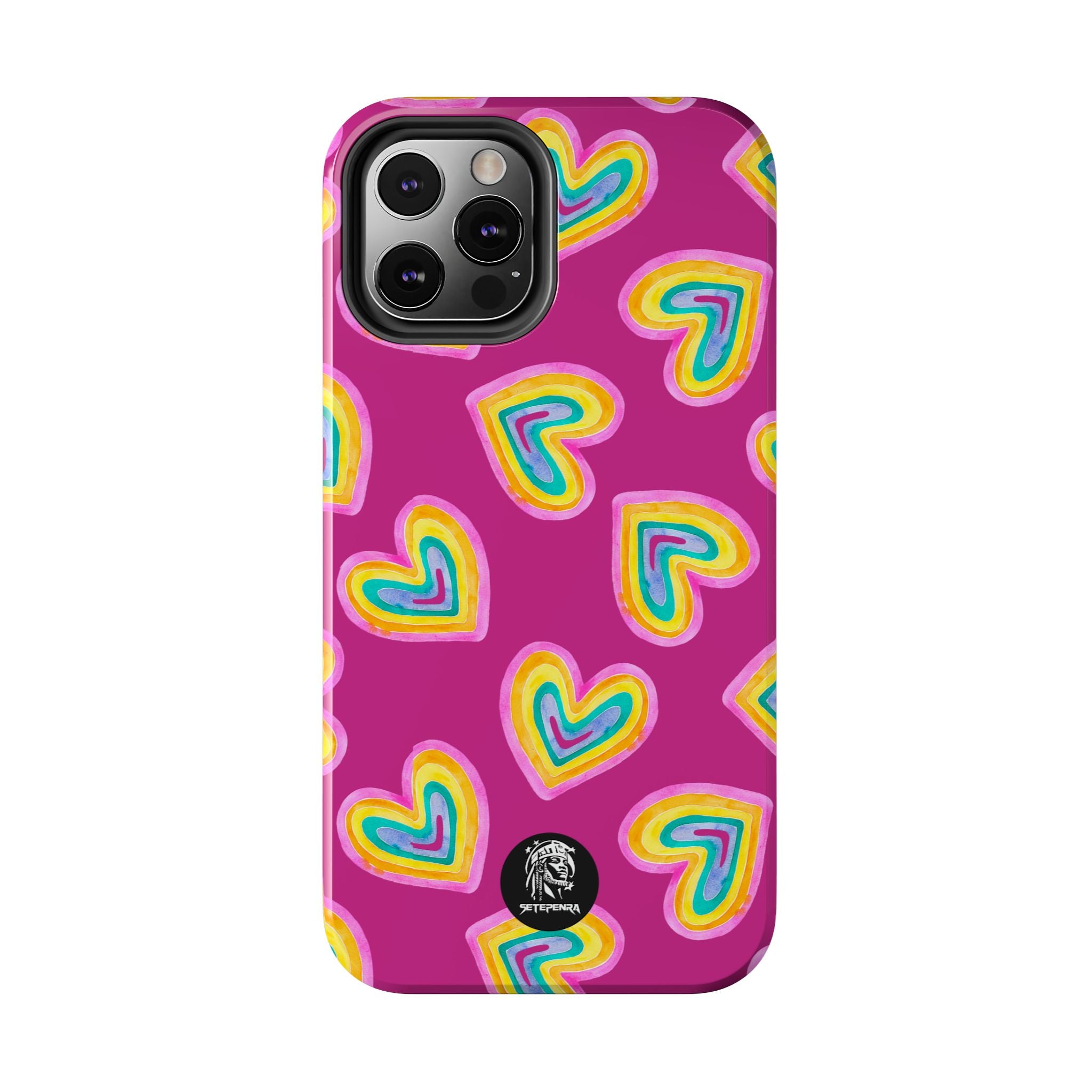 Rainbow Heart Tough Phone Case (For iPhone, Galaxy & More) - Pink
