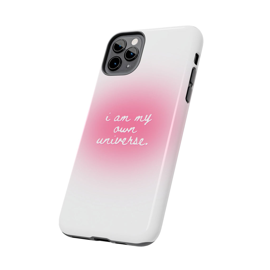 I Am My Own Universe — Pink On White Protective Cover Tough Phone Case