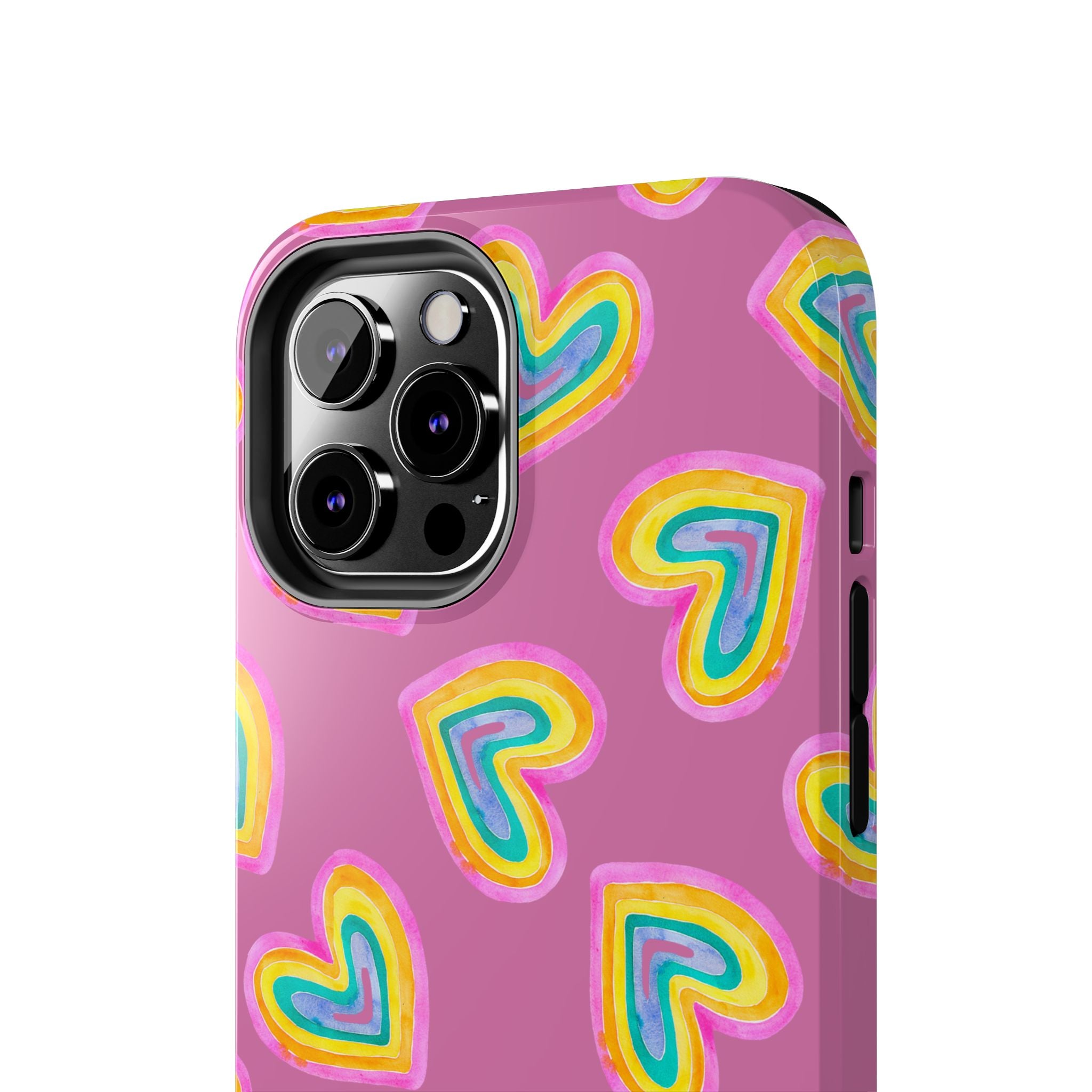 Rainbow Heart Tough Phone Case (For iPhone, Galaxy & More) - Light Pink