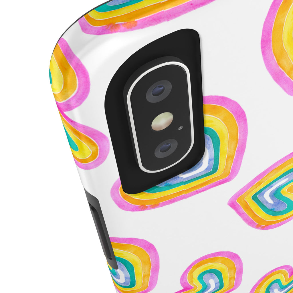 Rainbow Heart Tough Phone Case (For iPhone, Galaxy & More) - White