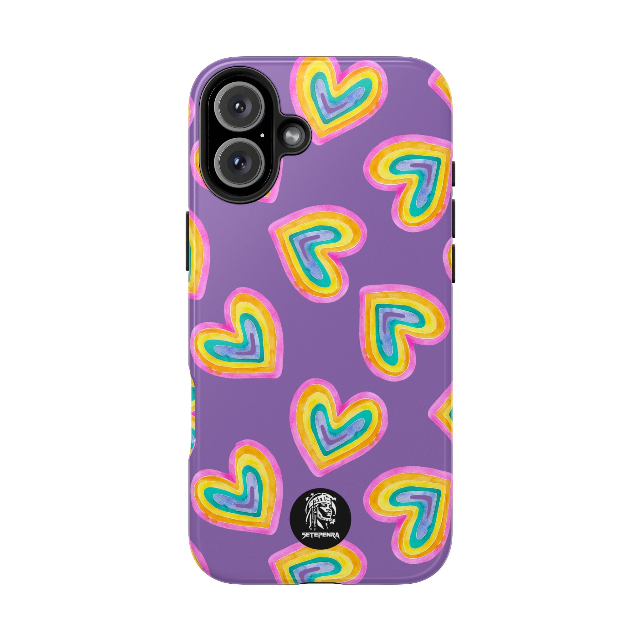 Rainbow Heart Tough Phone Case (For iPhone, Galaxy & More) - Light Purple