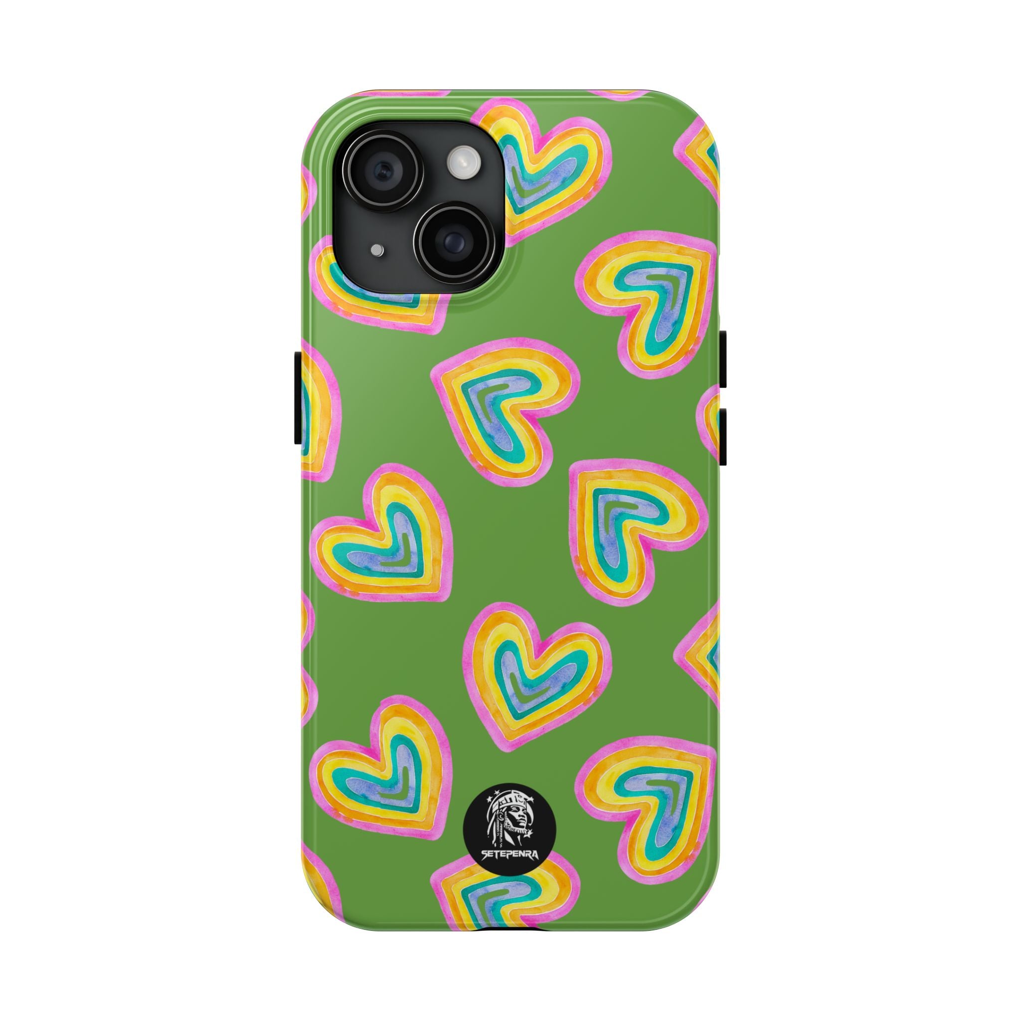 Rainbow Heart Tough Phone Case (For iPhone, Galaxy & More) - Green