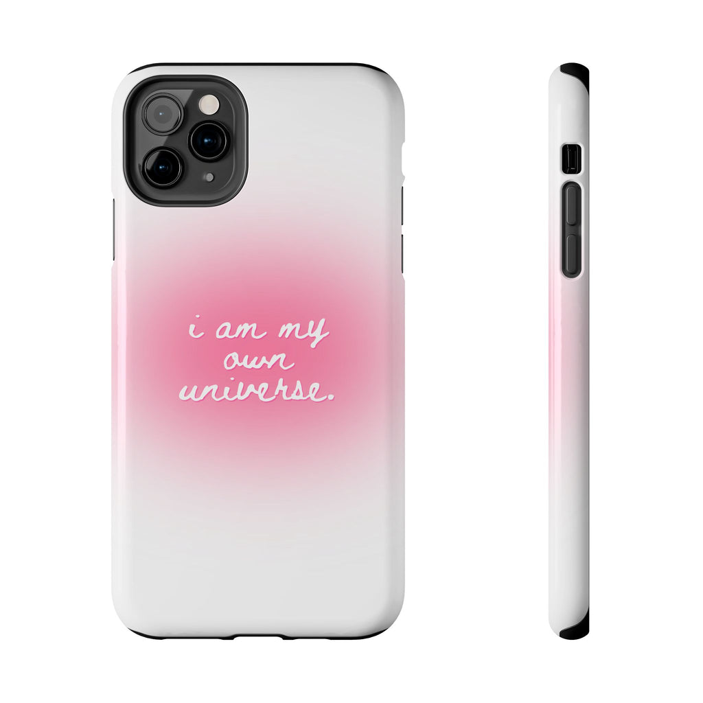 I Am My Own Universe — Pink On White Protective Cover Tough Phone Case