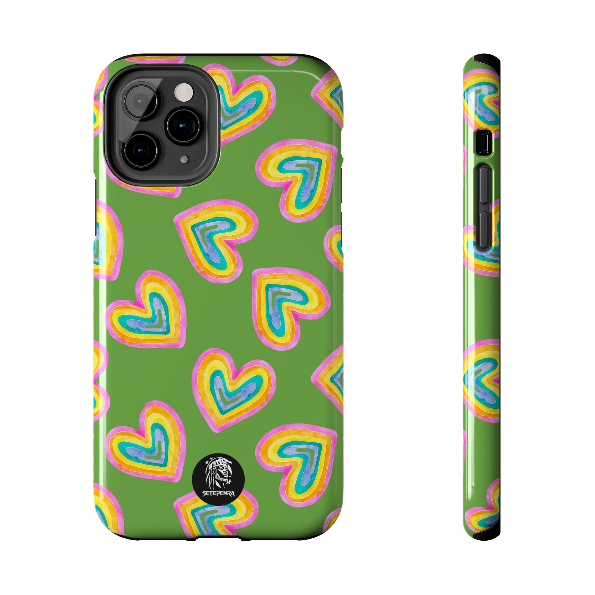 Rainbow Heart Tough Phone Case (For iPhone, Galaxy & More) - Green