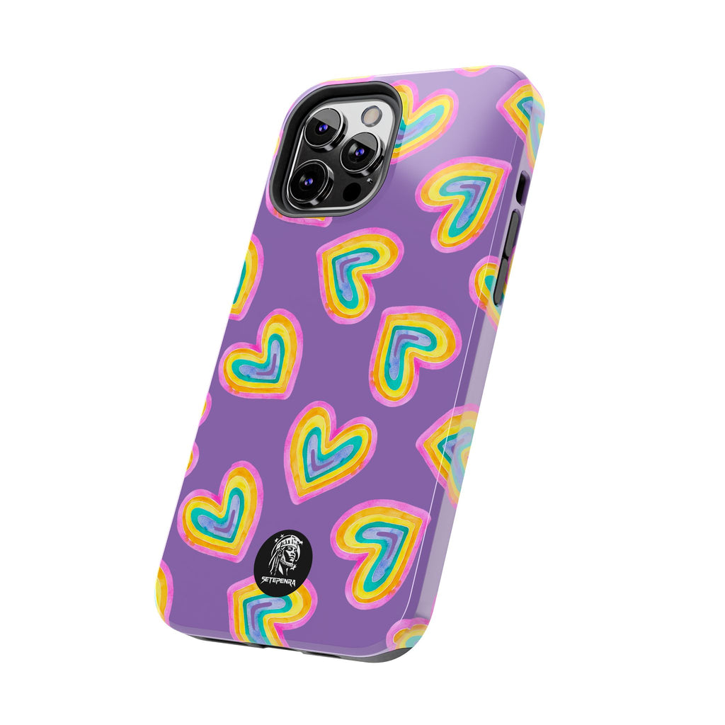 Rainbow Heart Tough Phone Case (For iPhone, Galaxy & More) - Light Purple