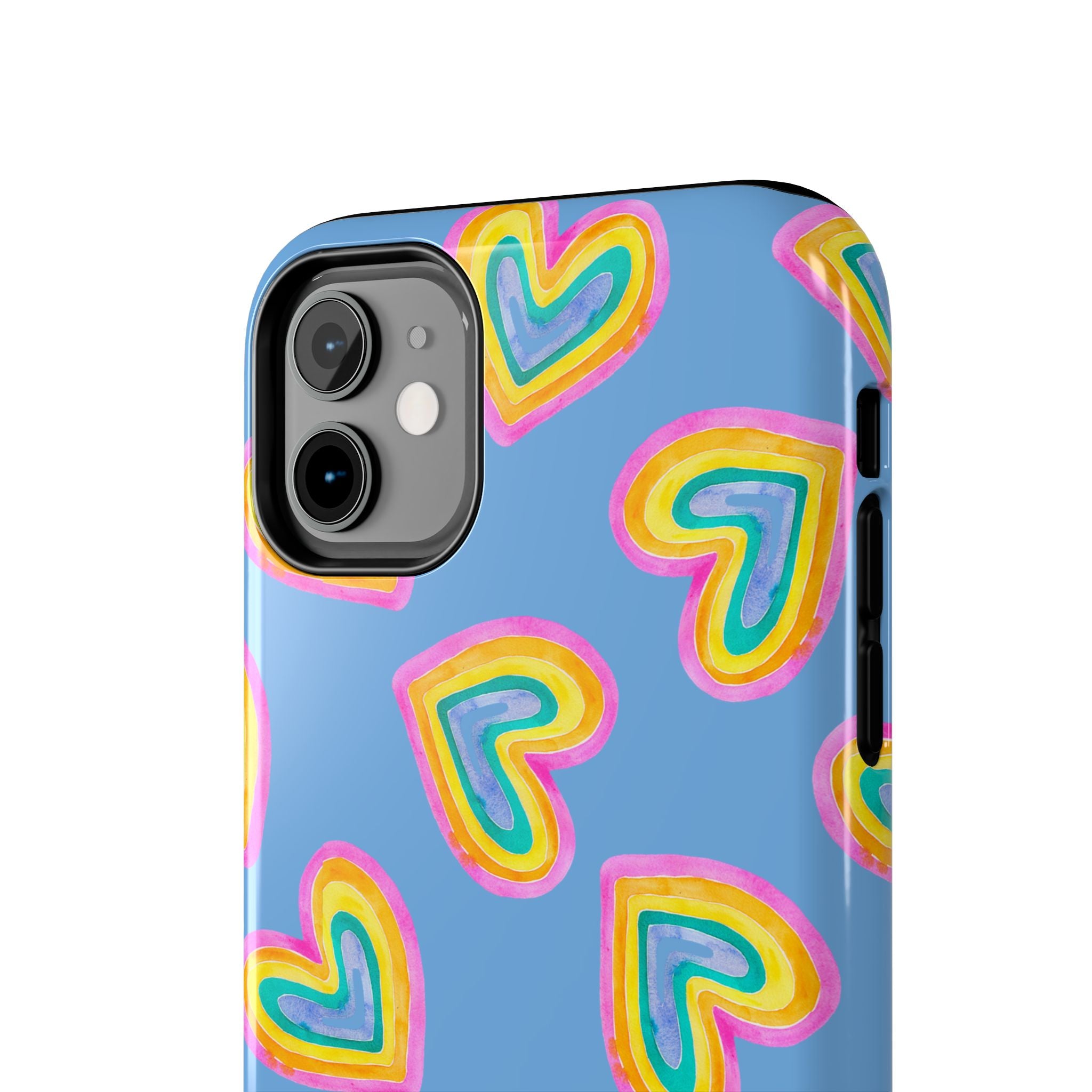 Rainbow Heart Tough Phone Case (For iPhone, Galaxy & More) - Light Blue