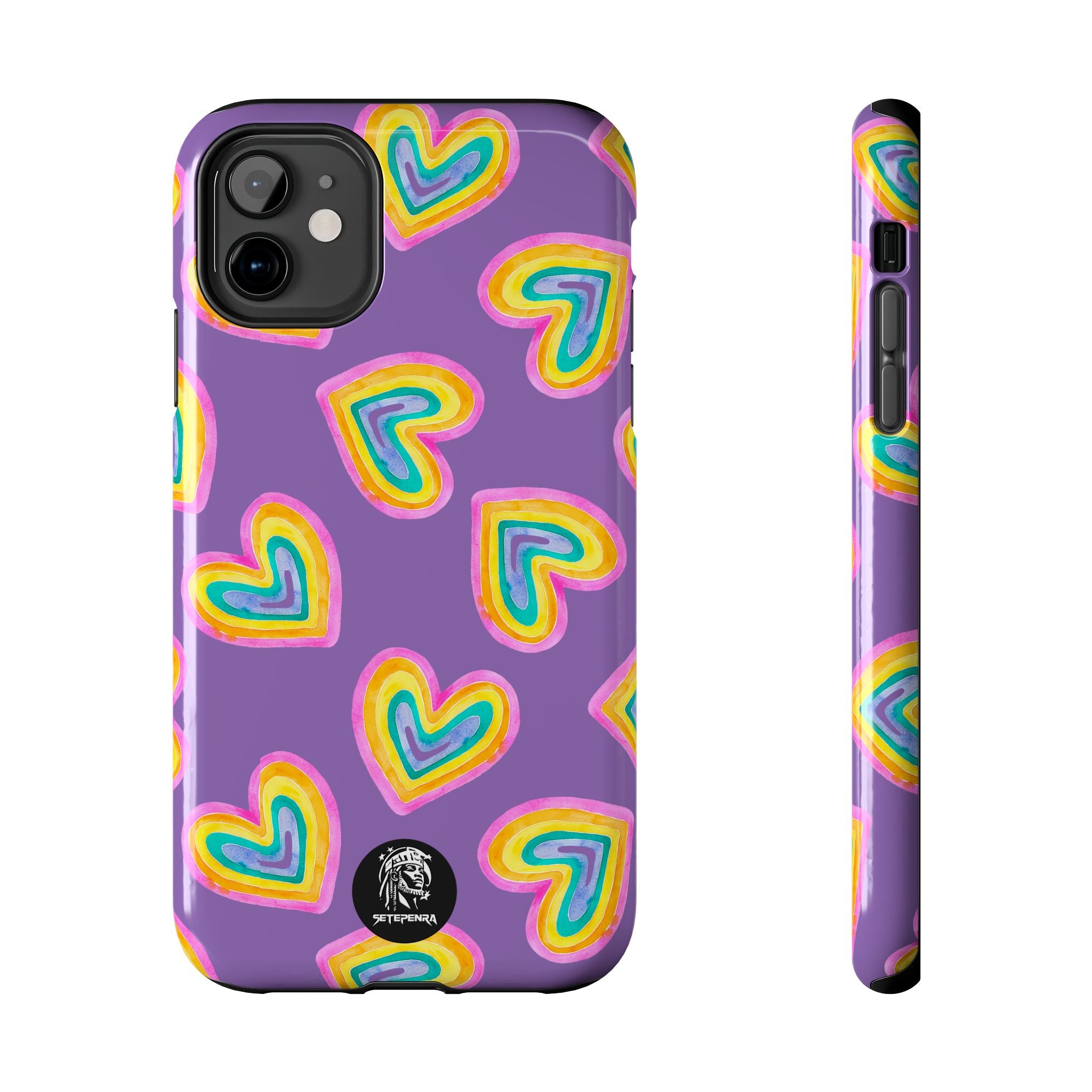 Rainbow Heart Tough Phone Case (For iPhone, Galaxy & More) - Light Purple SETEPENRA Phone Case.
