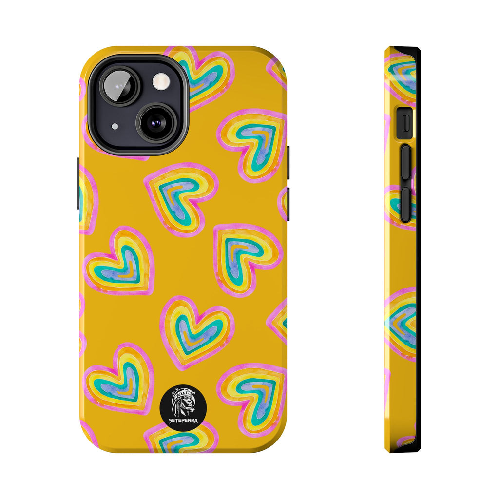 Rainbow Heart Tough Phone Case (For iPhone, Galaxy & More) - Yellow SETEPENRA Phone Case.