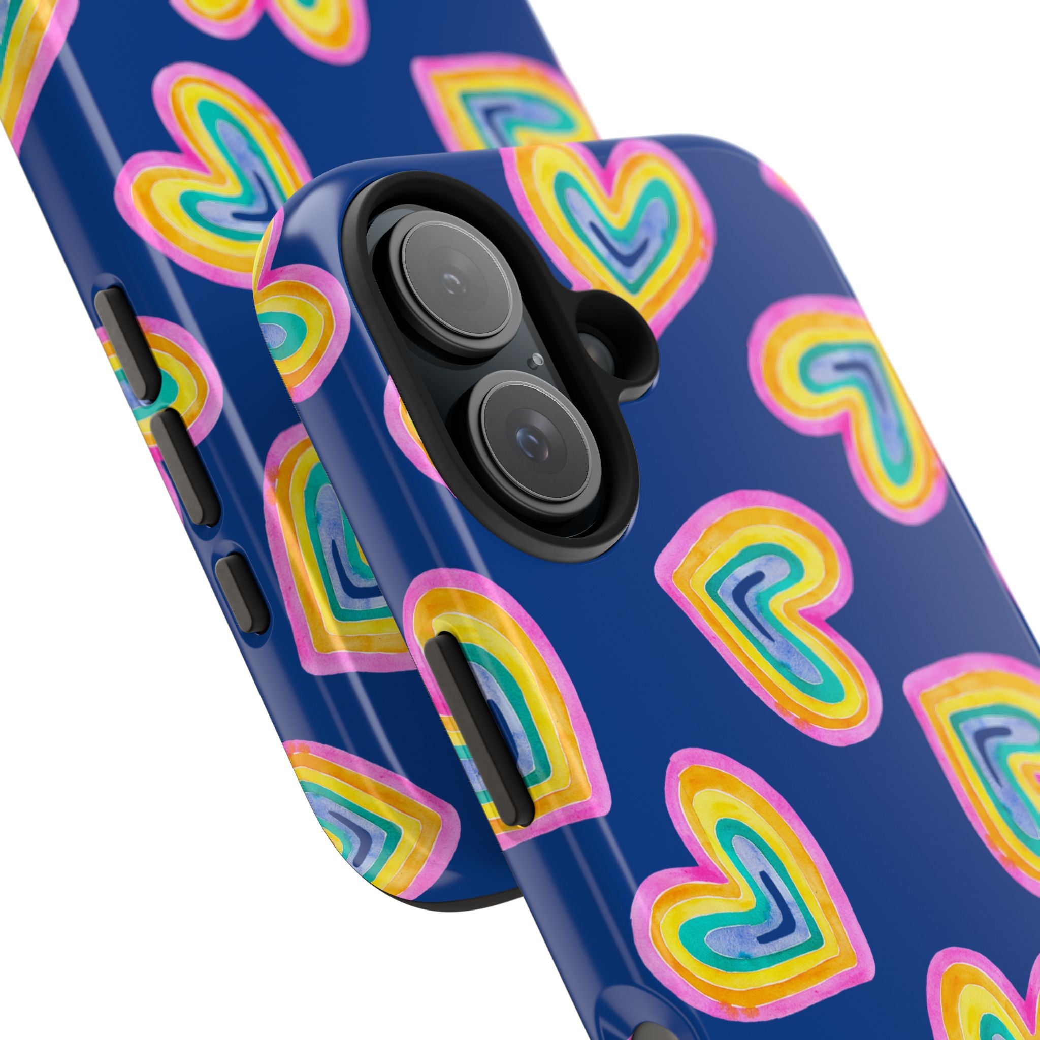 Rainbow Heart Tough Phone Case (For iPhone, Galaxy & More) - Dark Blue