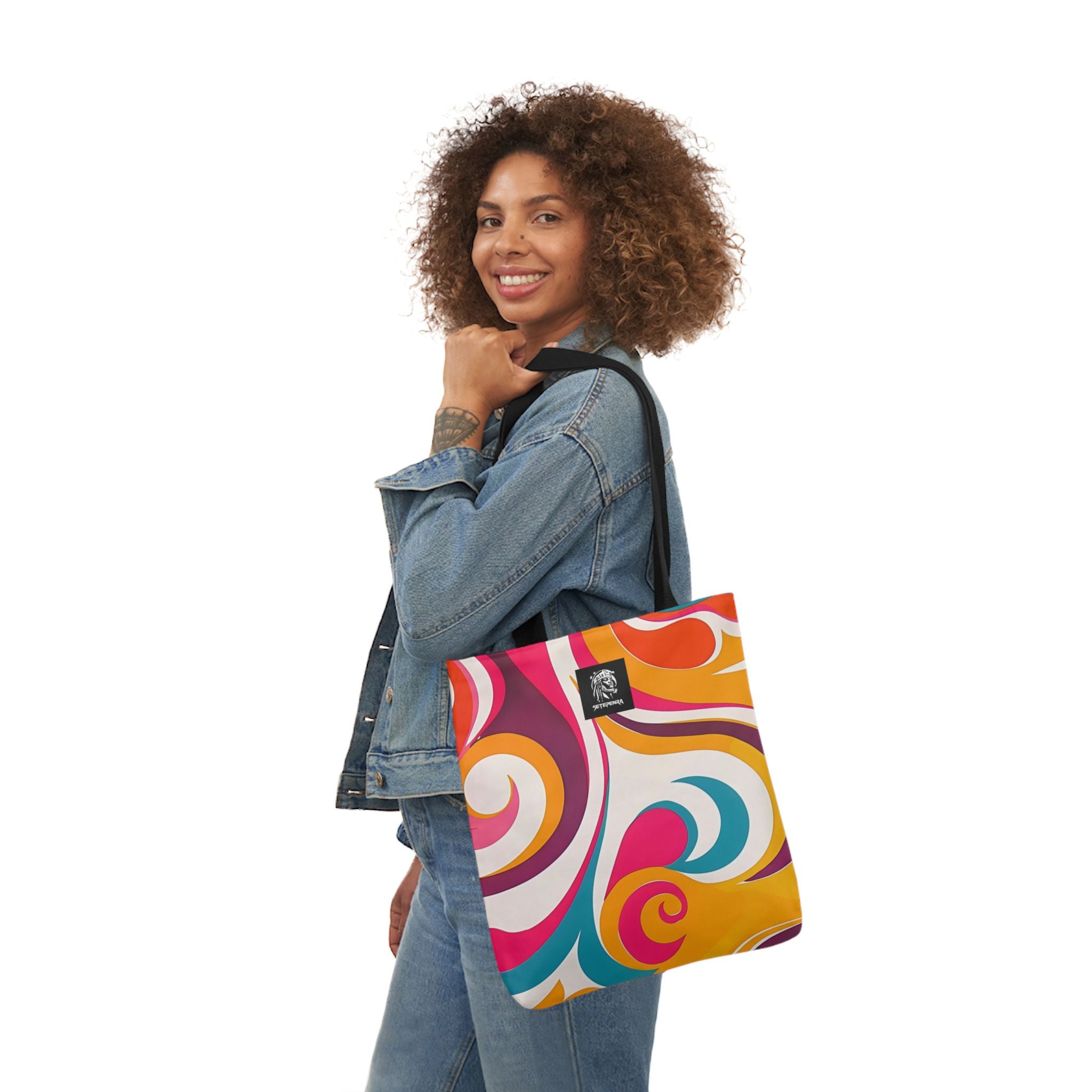 Golden Kandi Swirl  Canvas Tote Bag, 5-Color Straps