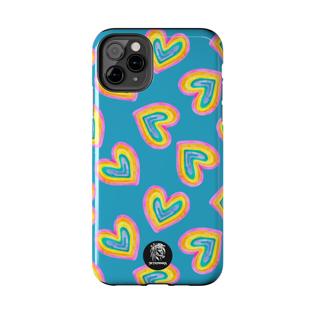 Rainbow Heart Tough Phone Case (For iPhone, Galaxy & More) - Turquoise