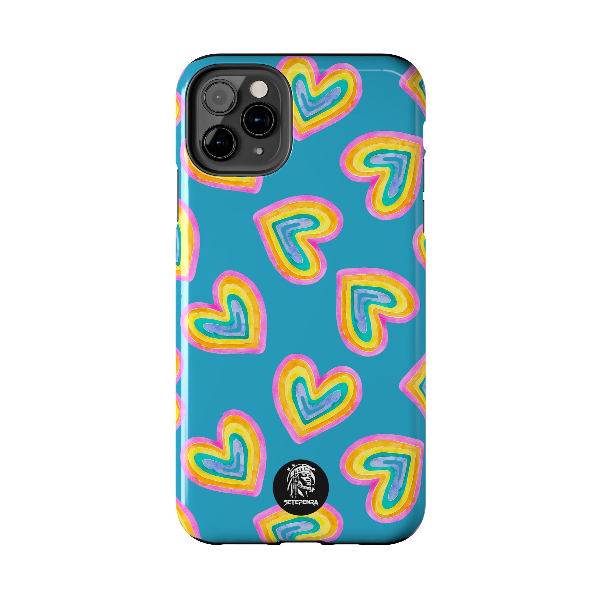Rainbow Heart Tough Phone Case (For iPhone, Galaxy & More) - Turquoise