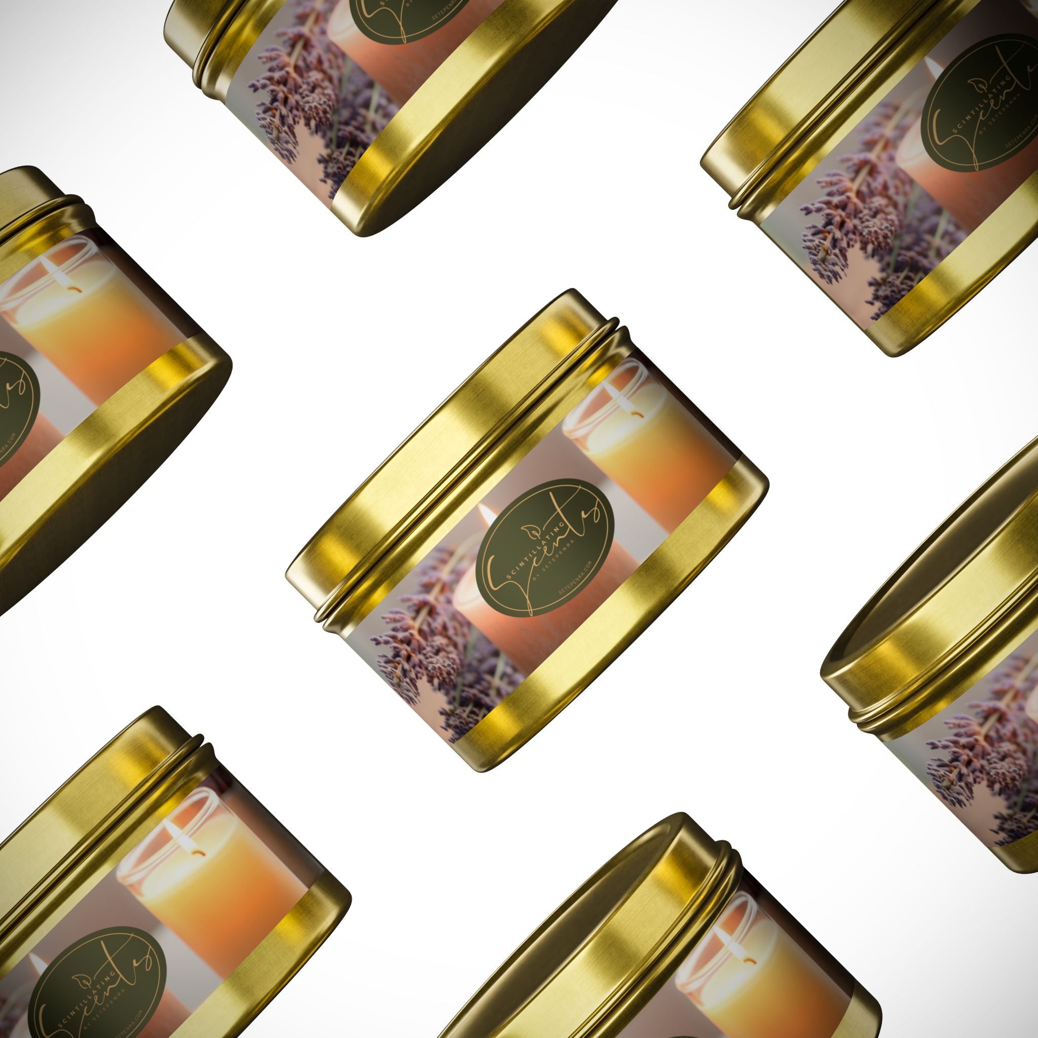 Scintillating Scents by SETEPENRA Tin Candles - Gold, Silver, Black (4oz, 8oz)