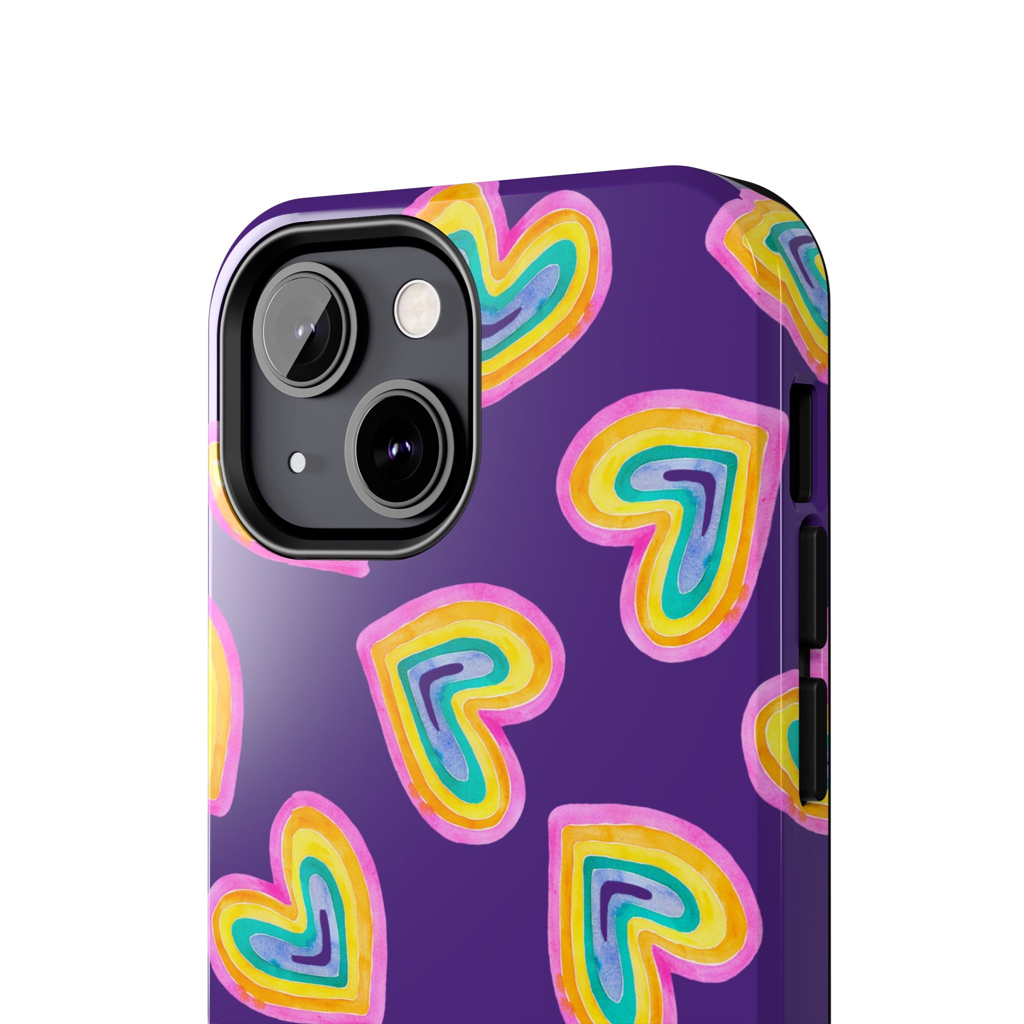 Rainbow Heart Tough Phone Case (For iPhone, Galaxy & More) - Purple