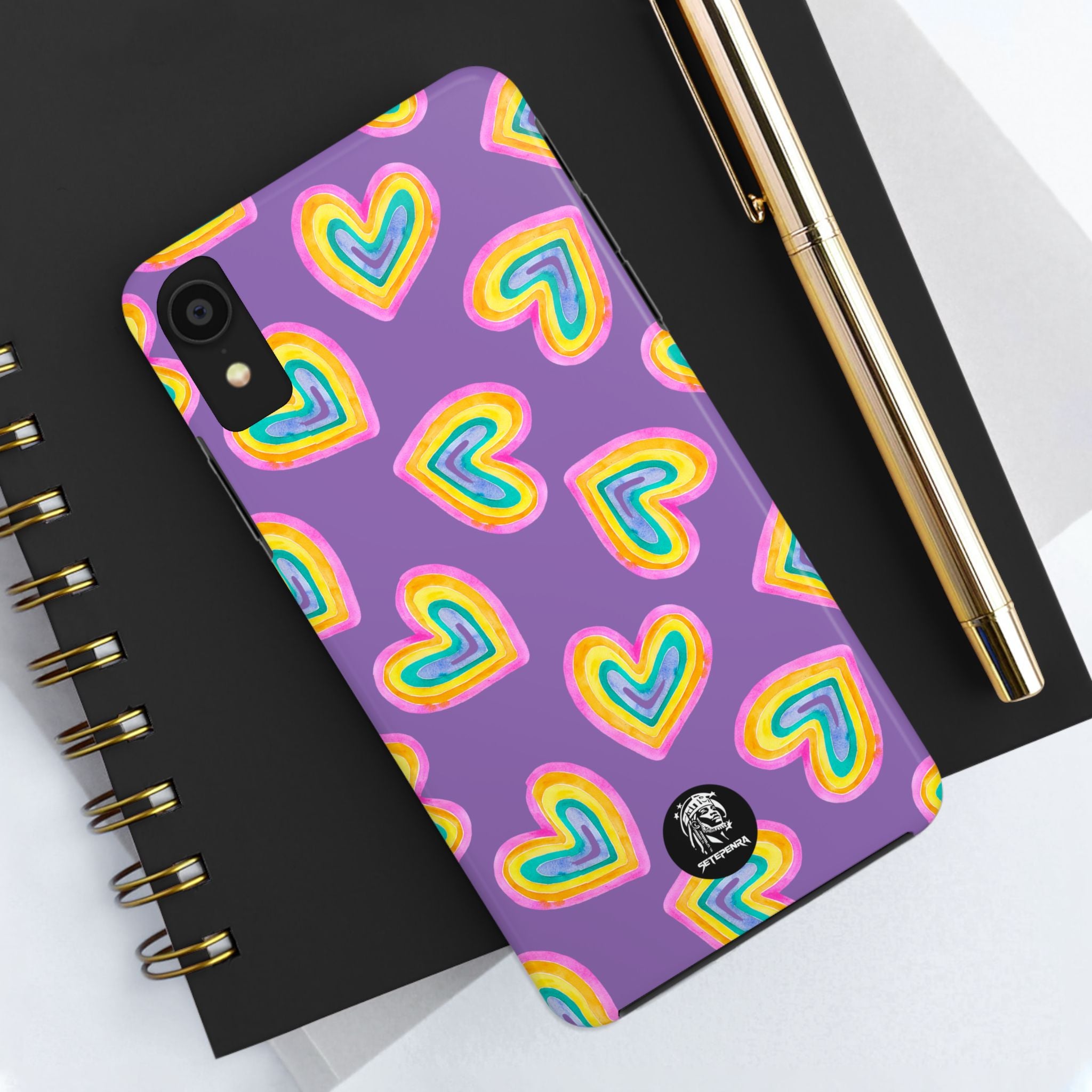 Rainbow Heart Tough Phone Case (For iPhone, Galaxy & More) - Light Purple