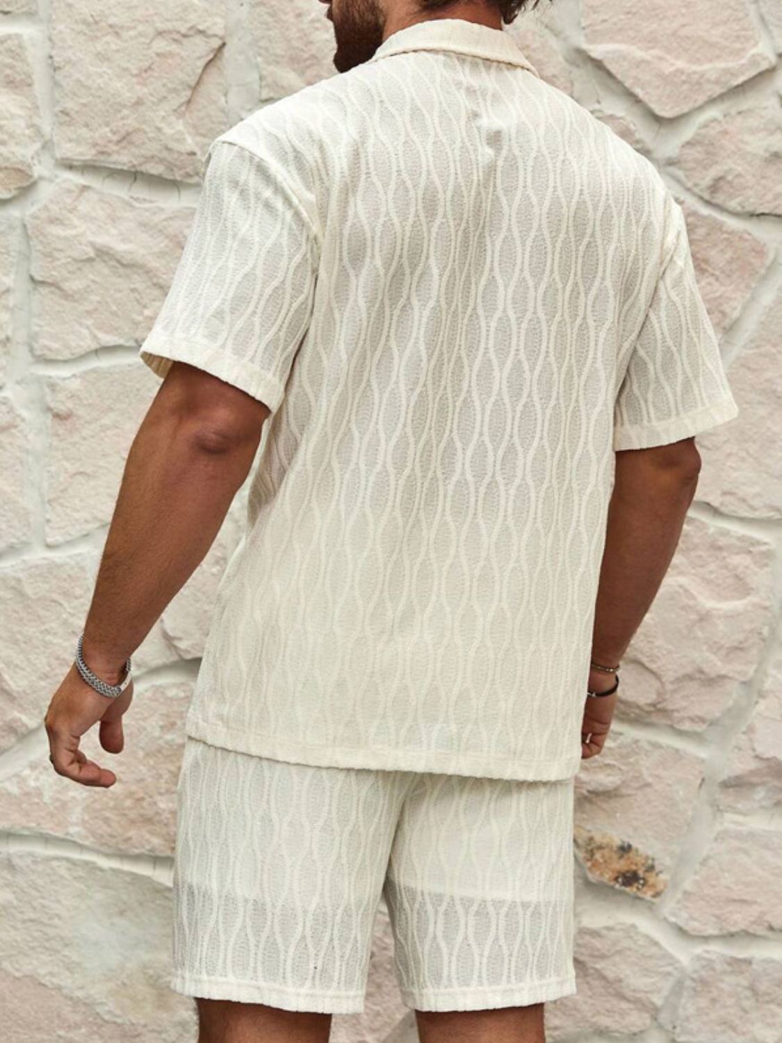 Men's Plus Size Collared Neck Short Sleeve Top and Shorts Set SETEPENRA .