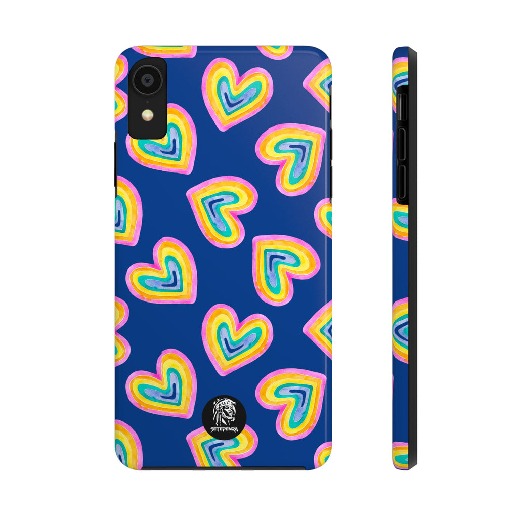 Rainbow Heart Tough Phone Case (For iPhone, Galaxy & More) - Dark Blue SETEPENRA Phone Case.
