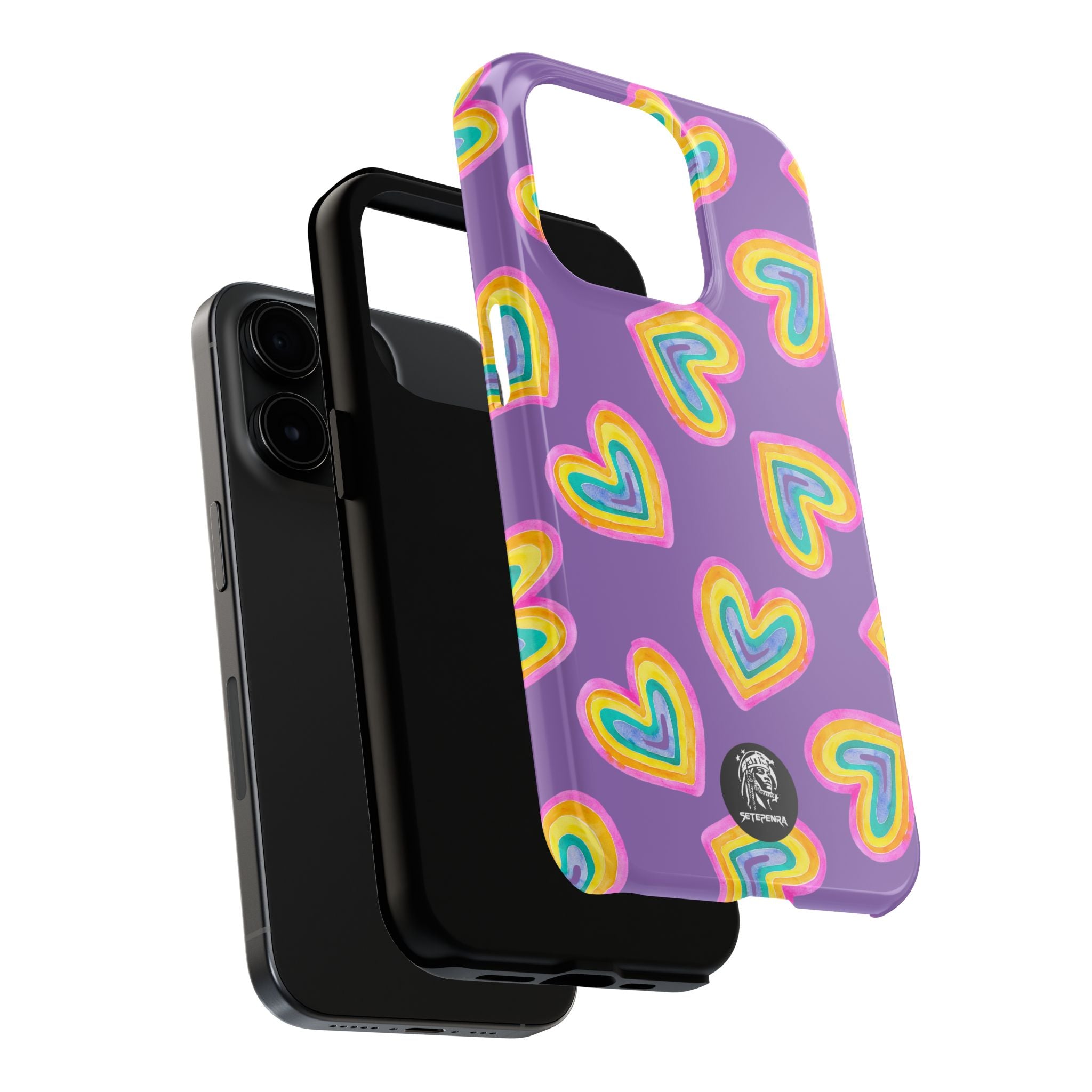 Rainbow Heart Tough Phone Case (For iPhone, Galaxy & More) - Light Purple