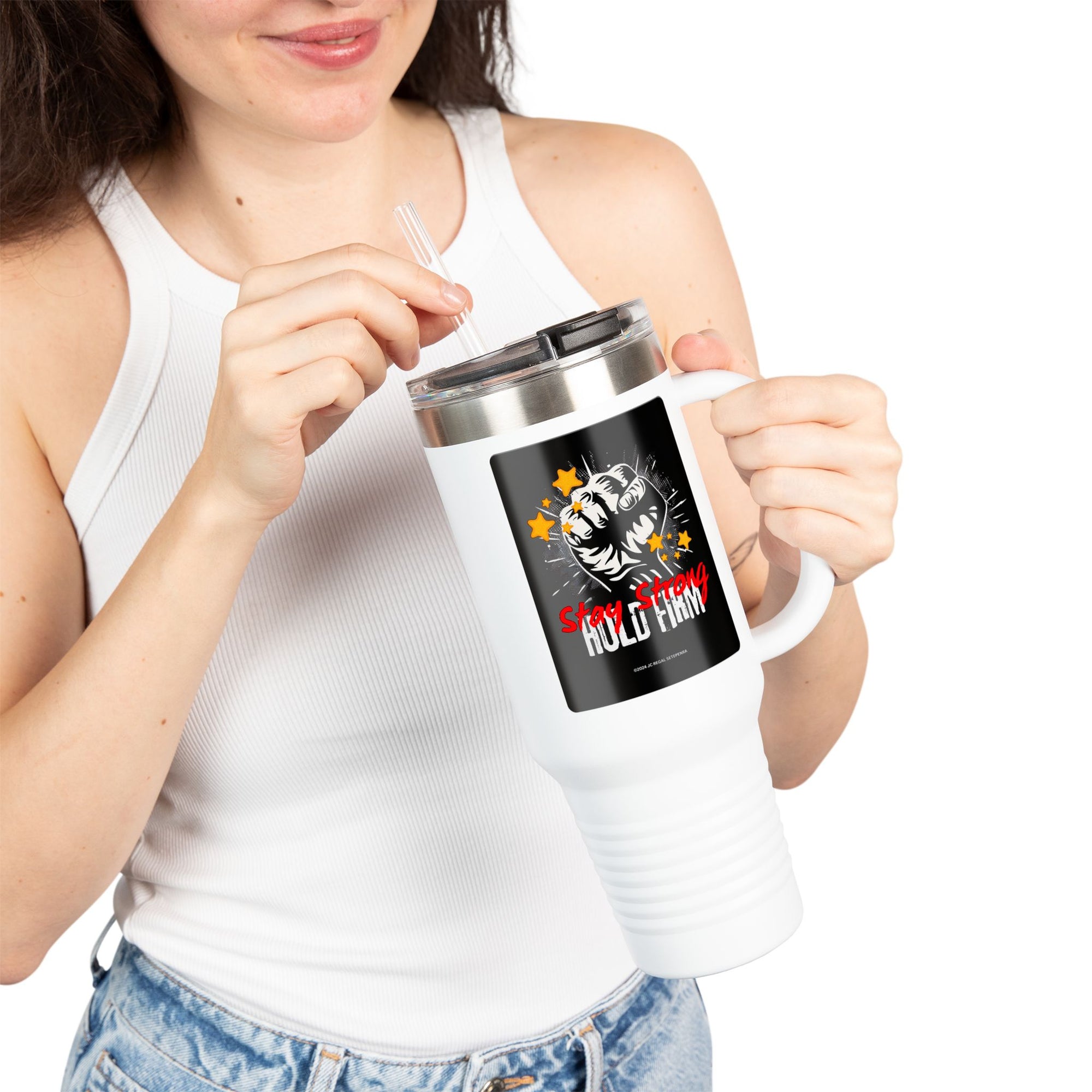 Stay Strong Hold Firm Insulated Travel Mug, 40oz