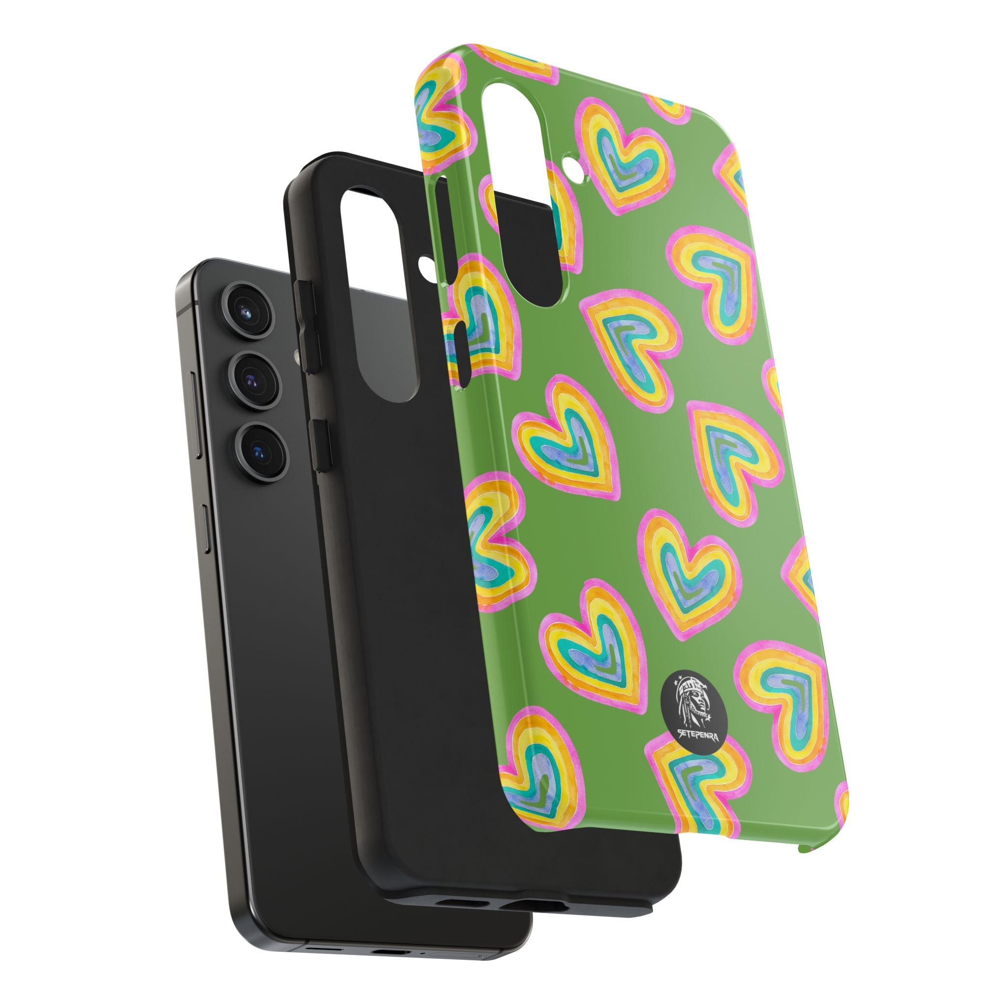 Rainbow Heart Tough Phone Case (For iPhone, Galaxy & More) - Green