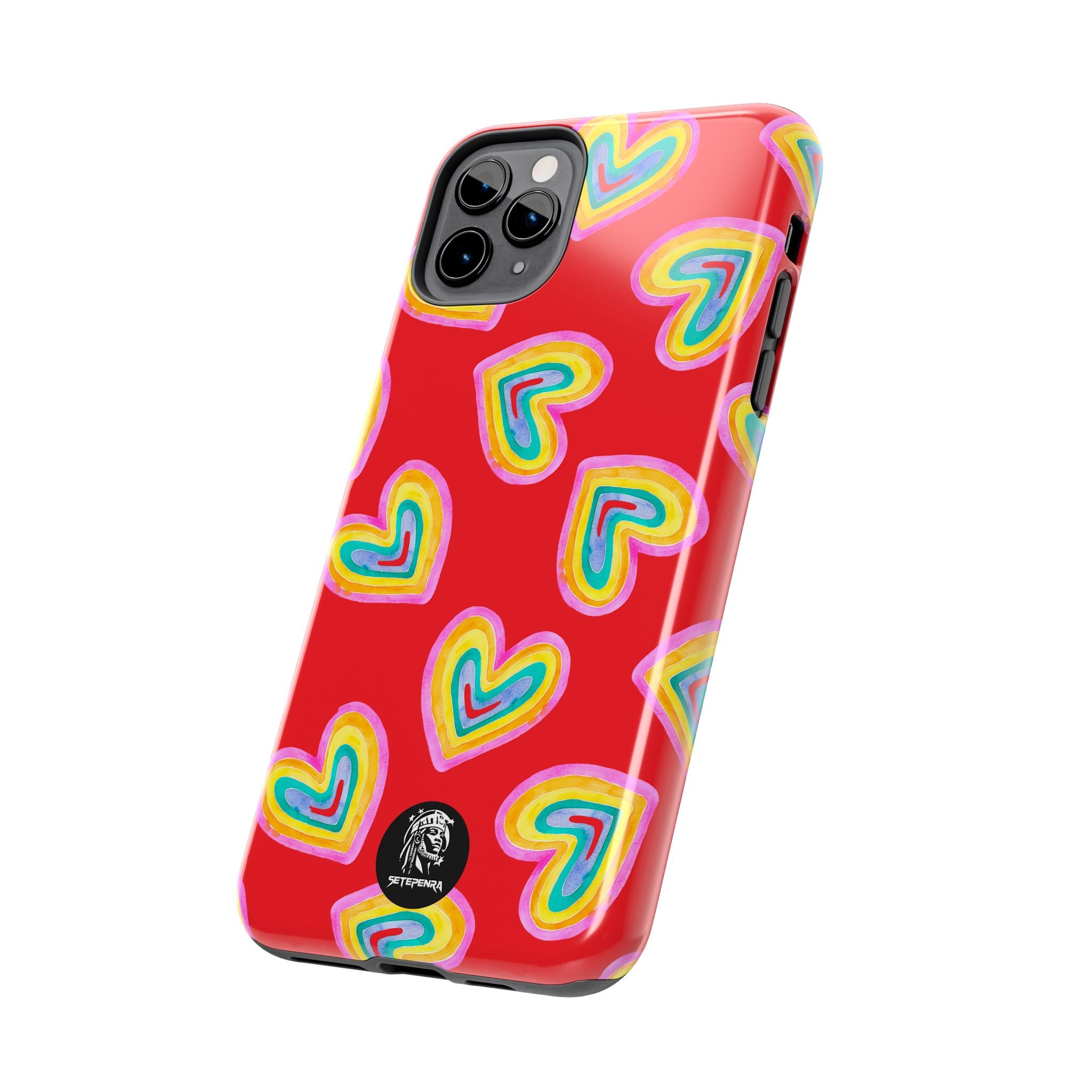 Rainbow Heart Tough Phone Case (For iPhone, Galaxy & More) - Red
