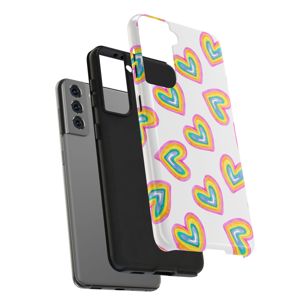Rainbow Heart Tough Phone Case — Durable Cute Protective Phone Cover