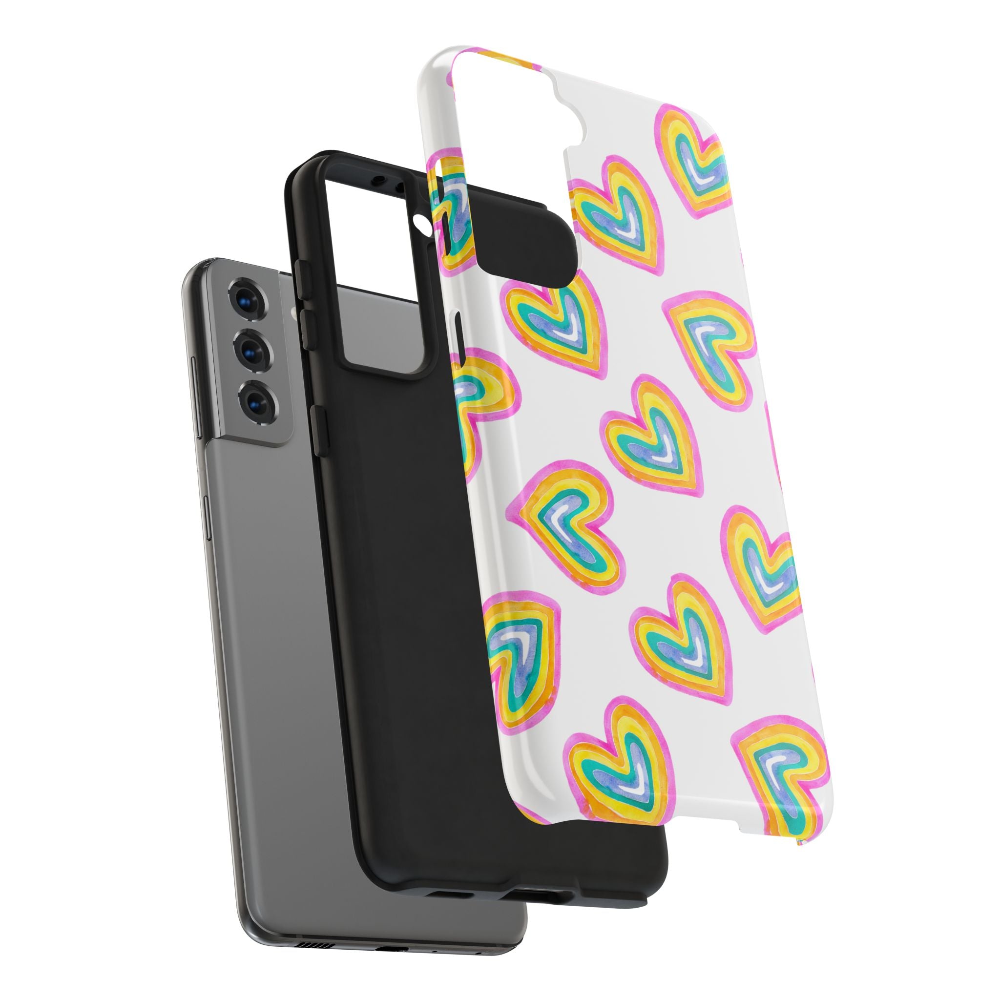 Rainbow Heart Tough Phone Case — Durable Cute Protective Phone Cover