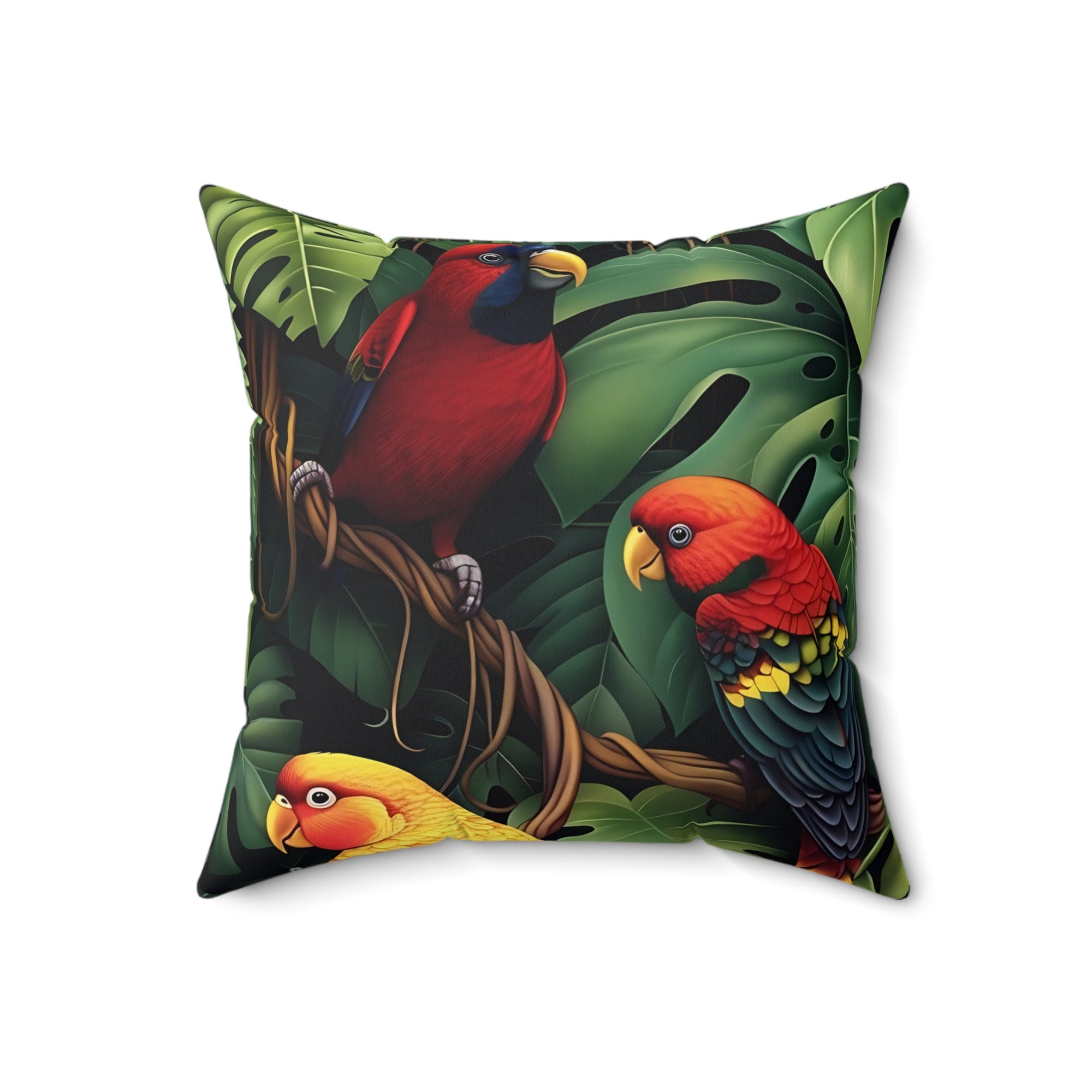 Tri-Parrot Spun Polyester Square Pillow SETEPENRA Home Decor.