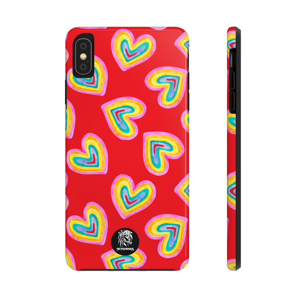 Rainbow Heart Tough Phone Case (For iPhone, Galaxy & More) - Red SETEPENRA Phone Case.