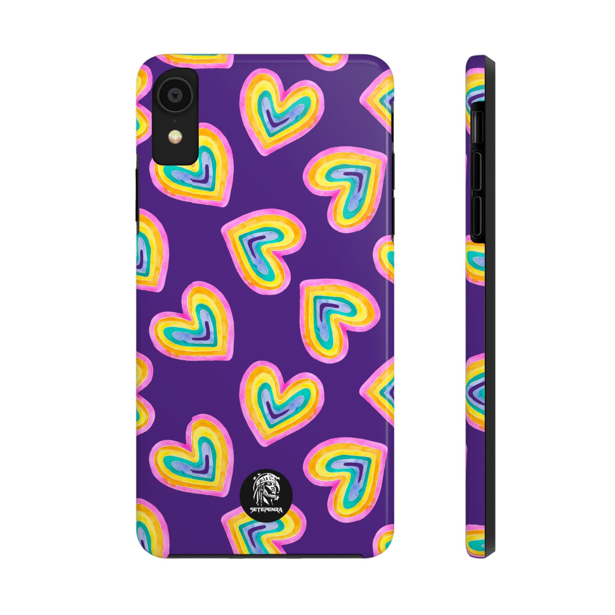 Rainbow Heart Tough Phone Case (For iPhone, Galaxy & More) - Purple SETEPENRA Phone Case.