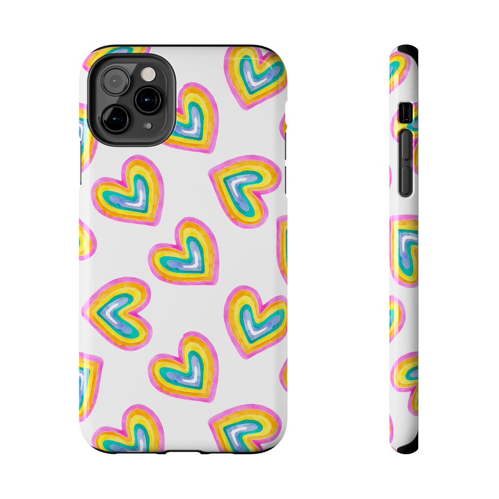 Rainbow Heart Tough Phone Case — Durable Cute Protective Phone Cover