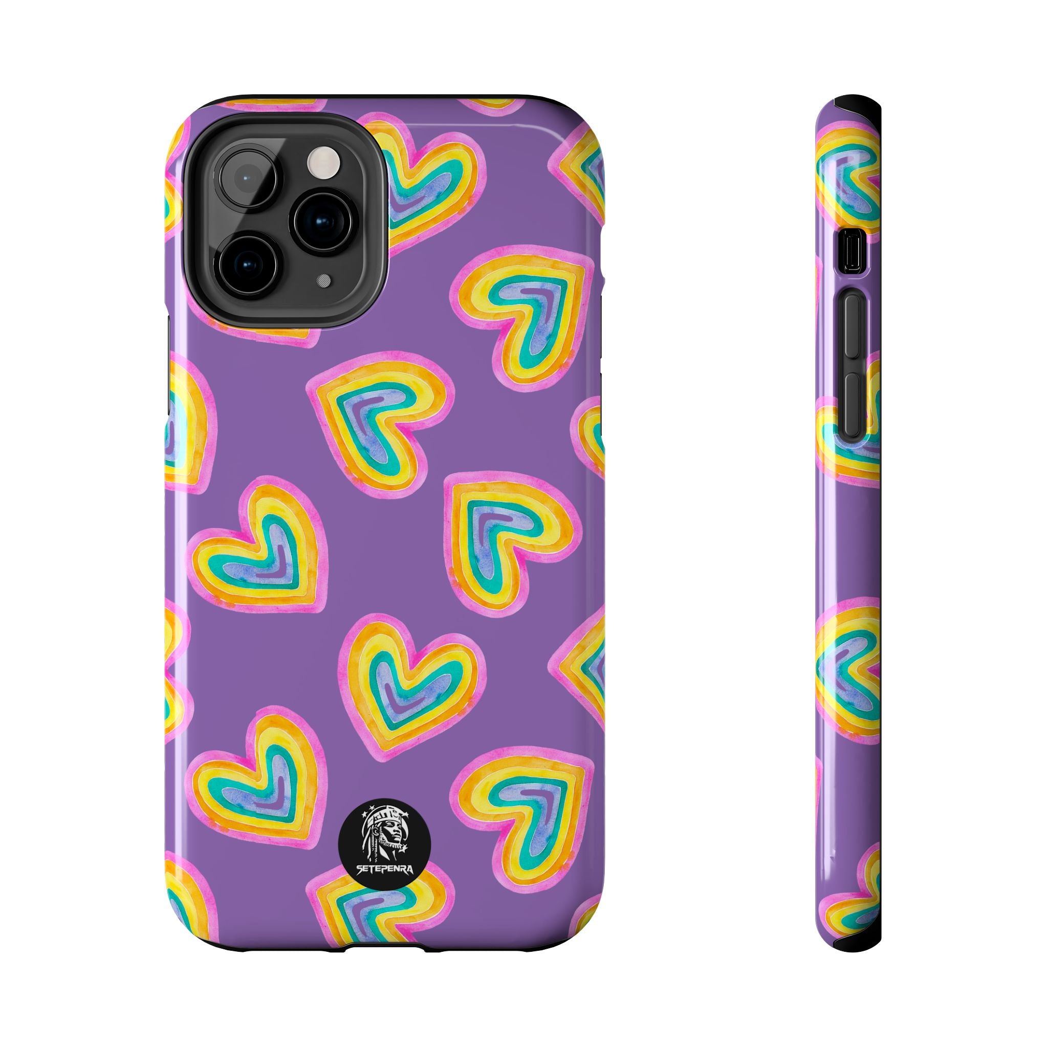 Rainbow Heart Tough Phone Case (For iPhone, Galaxy & More) - Light Purple SETEPENRA Phone Case.