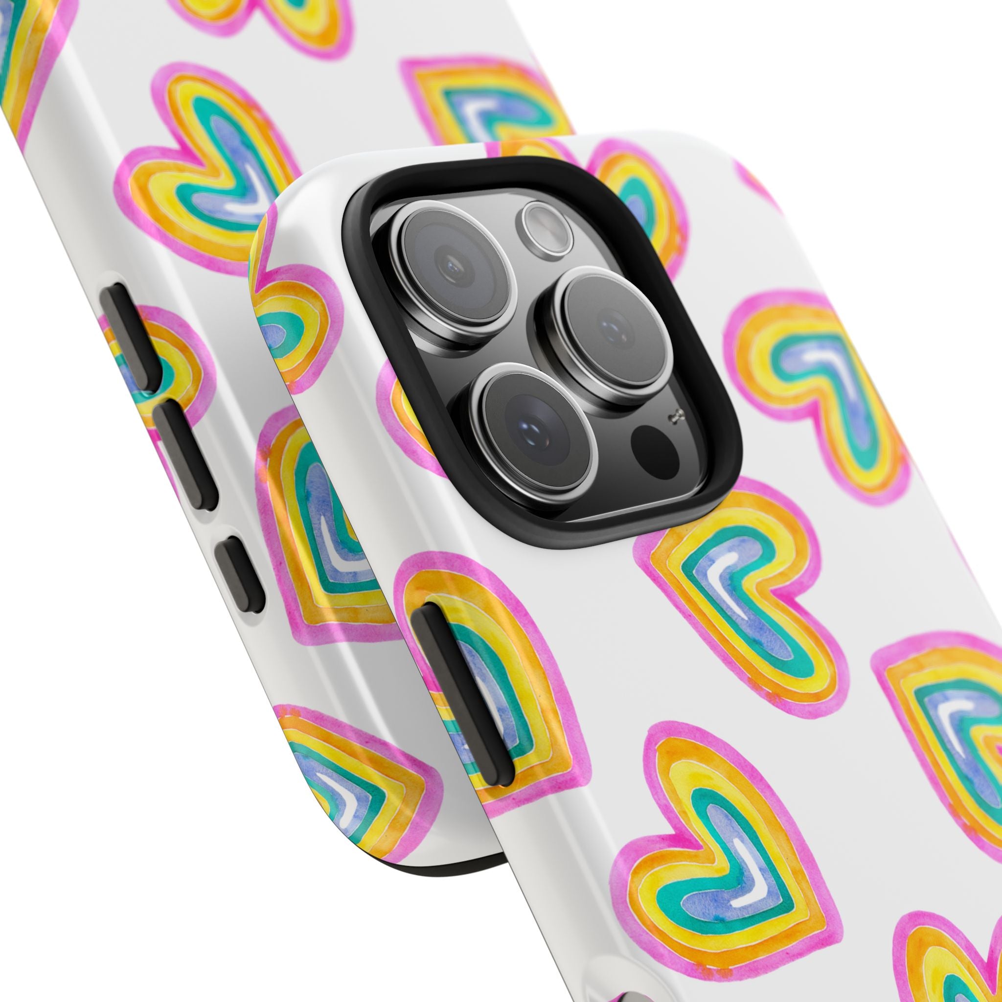 Rainbow Heart Tough Phone Case (For iPhone, Galaxy & More) - White