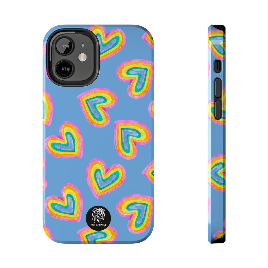 Rainbow Heart Tough Phone Case (For iPhone, Galaxy & More) - Light Blue SETEPENRA Phone Case.