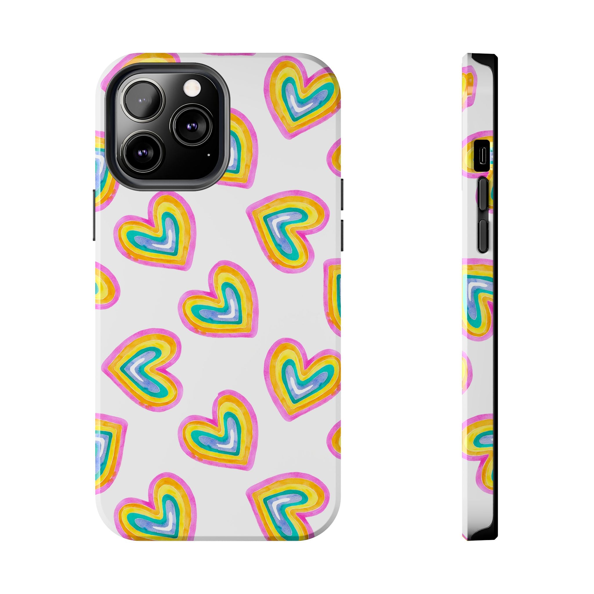 Rainbow Heart Tough Phone Case — Durable Cute Protective Phone Cover