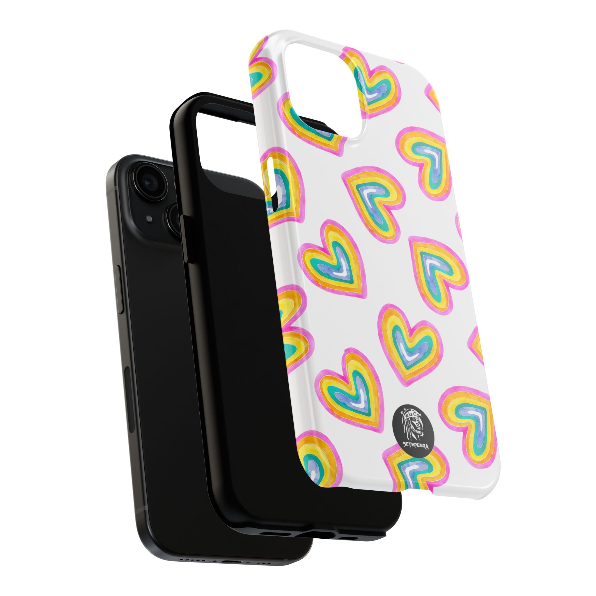 Rainbow Heart Tough Phone Case (For iPhone, Galaxy & More) - White