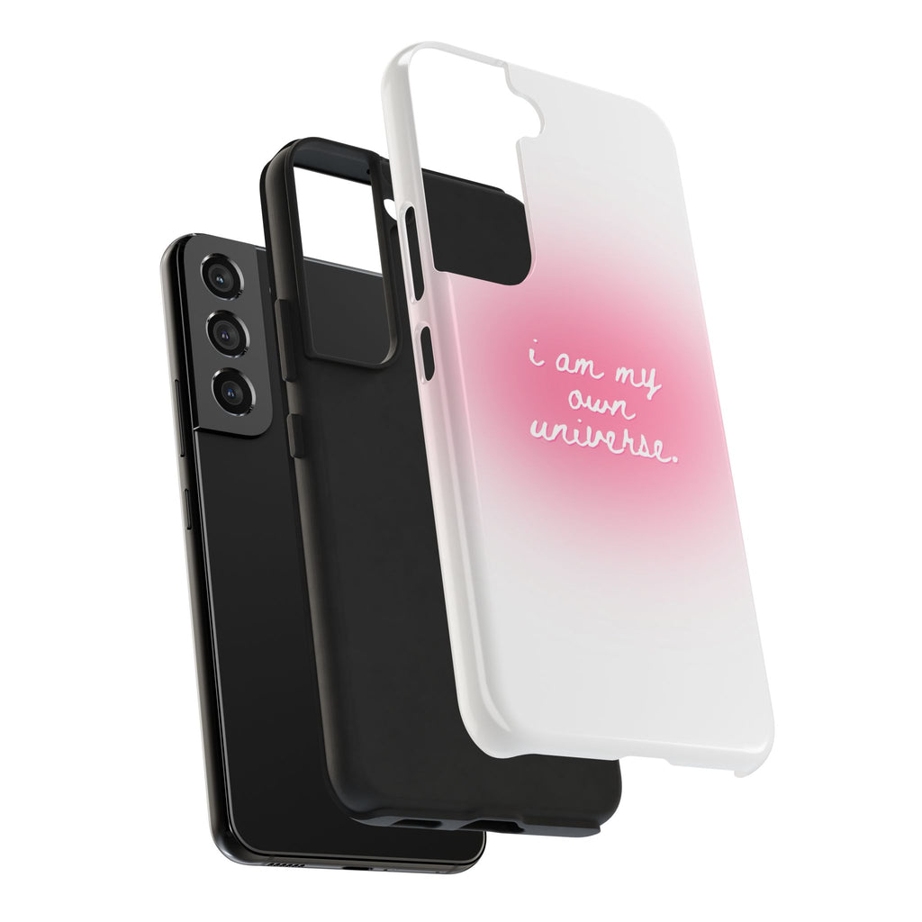 I Am My Own Universe — Pink On White Protective Cover Tough Phone Case