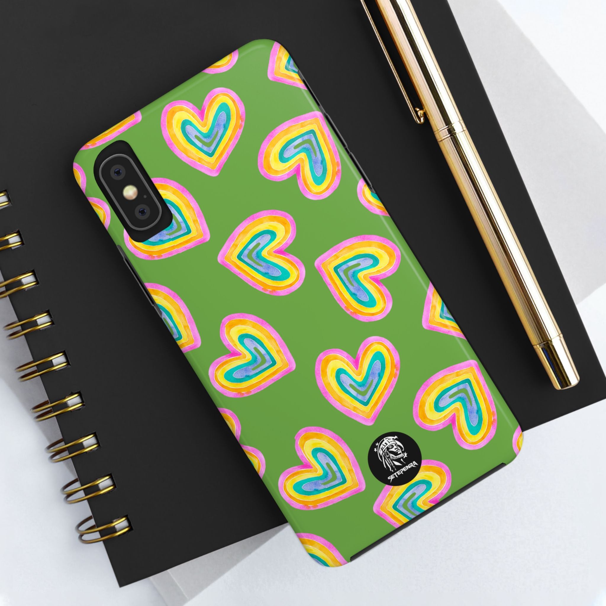 Rainbow Heart Tough Phone Case (For iPhone, Galaxy & More) - Green