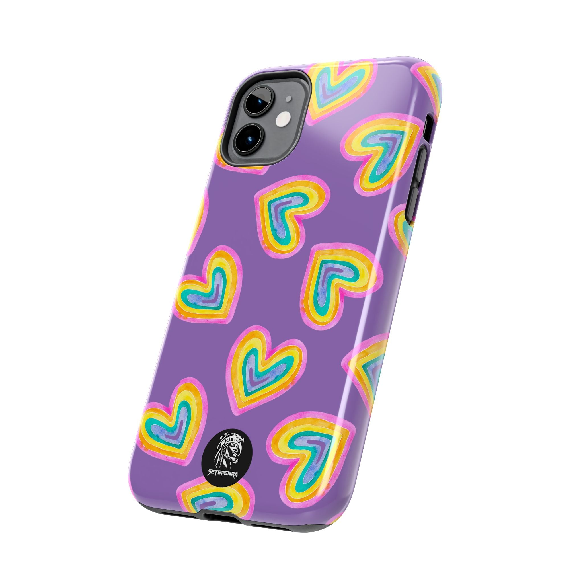 Rainbow Heart Tough Phone Case (For iPhone, Galaxy & More) - Light Purple